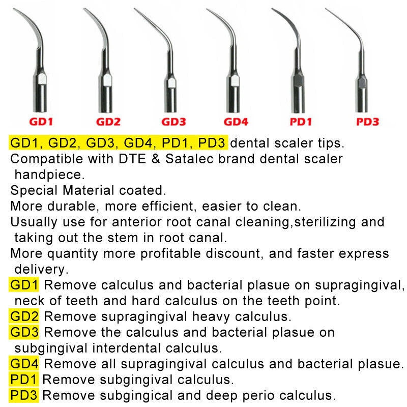 Dental Ultrasonic Scaler Perio Scaling ENDO Tip fit EMS Woodpecker DTE SATELEC