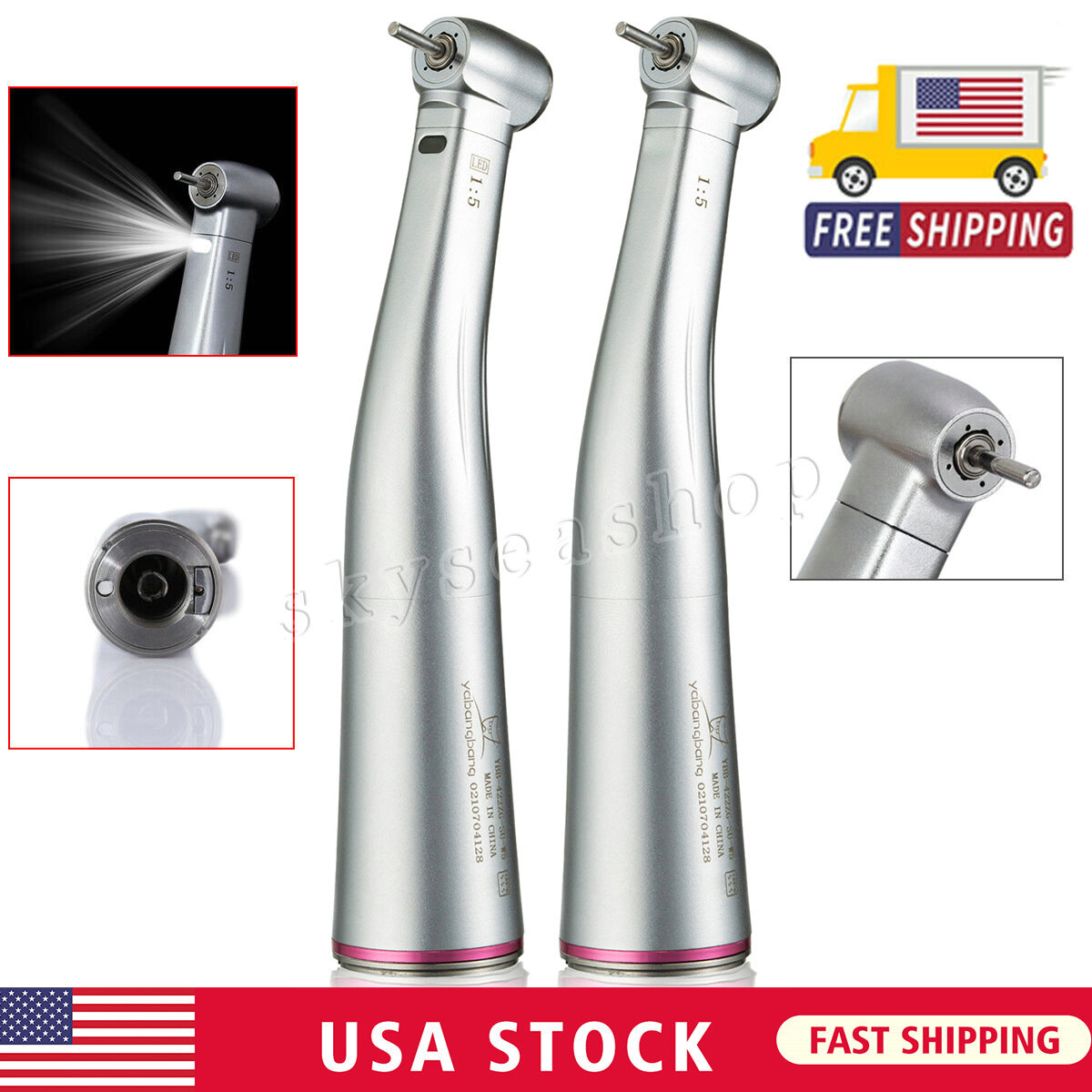 Dental 1:5 Increasing Contra Angle Optic LED Handpiece Fit NSK Electric Motor cw