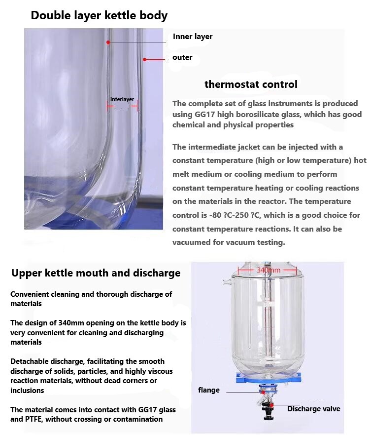 2L Digital display Chemical Lab Jacketed Glass Reactor Vessel 110V or 220V O#