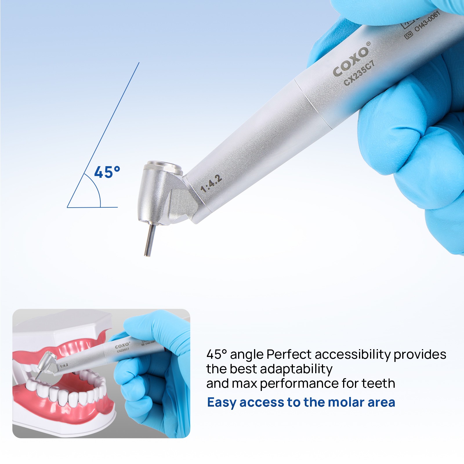 COXO Dental 1:4.2 Speed-increasing Contra Angle Handpiece Internal Water #C7-3