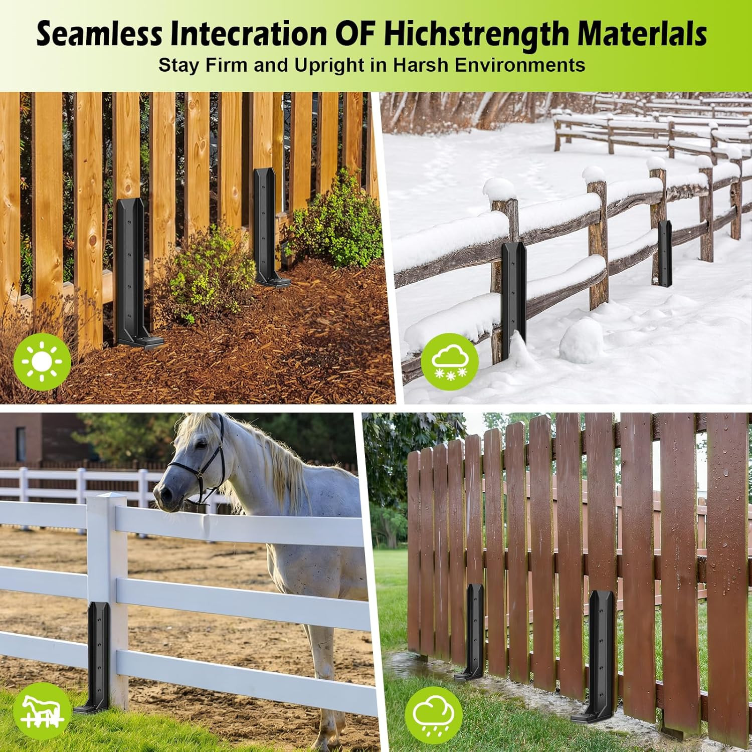 4-Pack Heavy Duty Fence Post Repair Kit – Secure Broken Wood Support