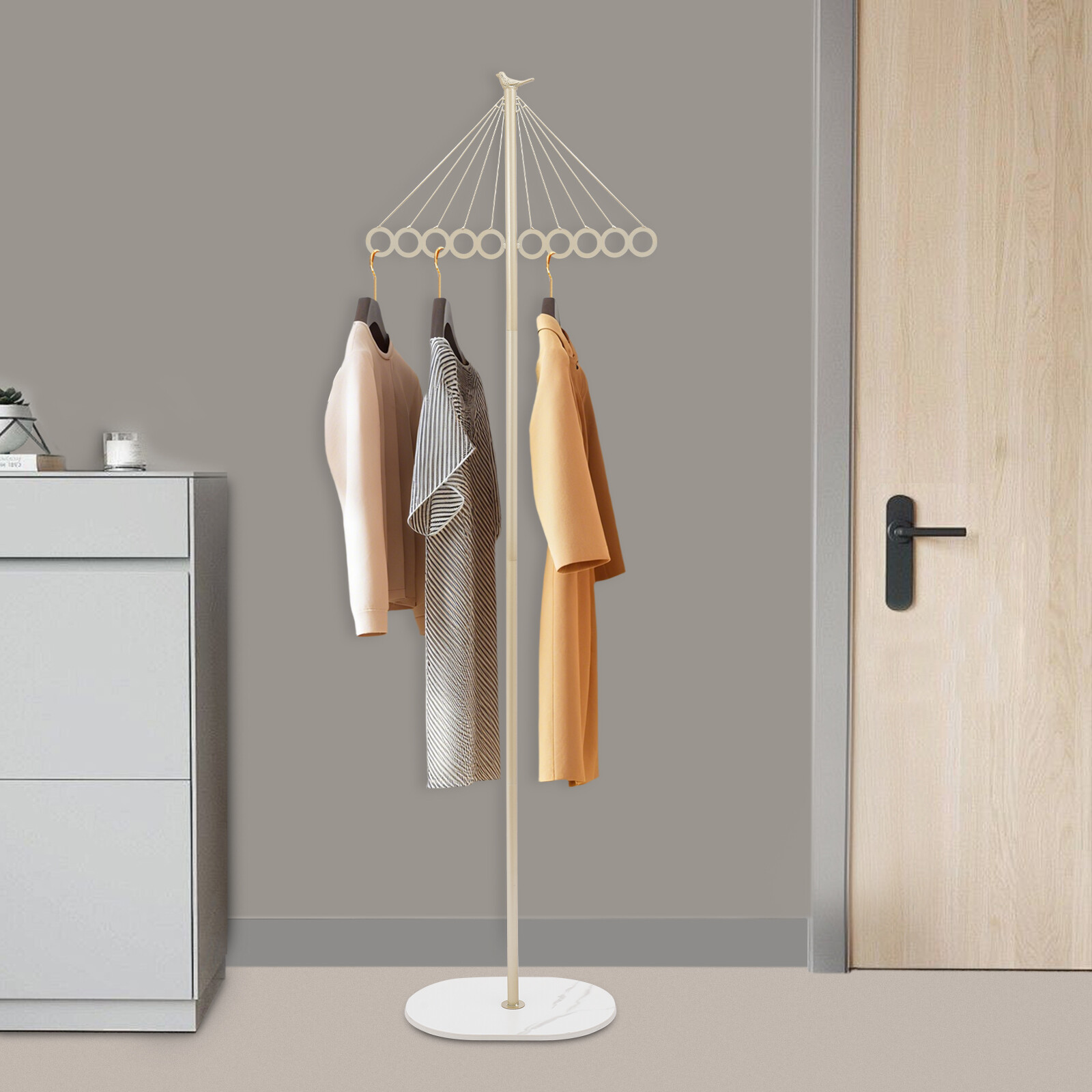 ?Coat Shelf Metal Clothing Display Rack Entrance Clothing Rack with 10 Hooks