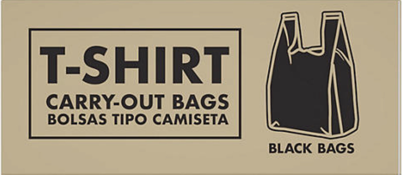 Bags 1/6 Large 22 x 6.5 x 11.5 BLACK T-Shirt Plastic Grocery Shopping Bags Large