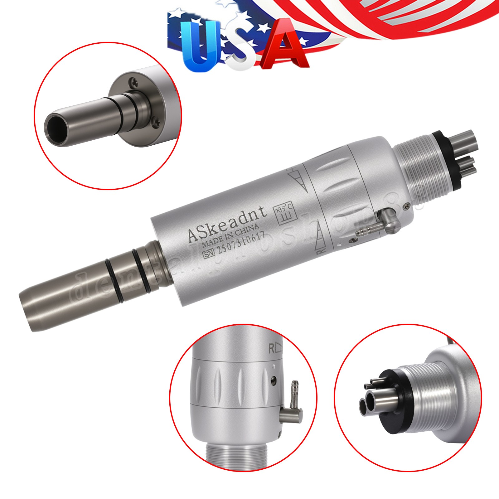 Dental Slow Low Speed Handpiece Autochuck Contra Angle Air Motor NSK Style 2/4H