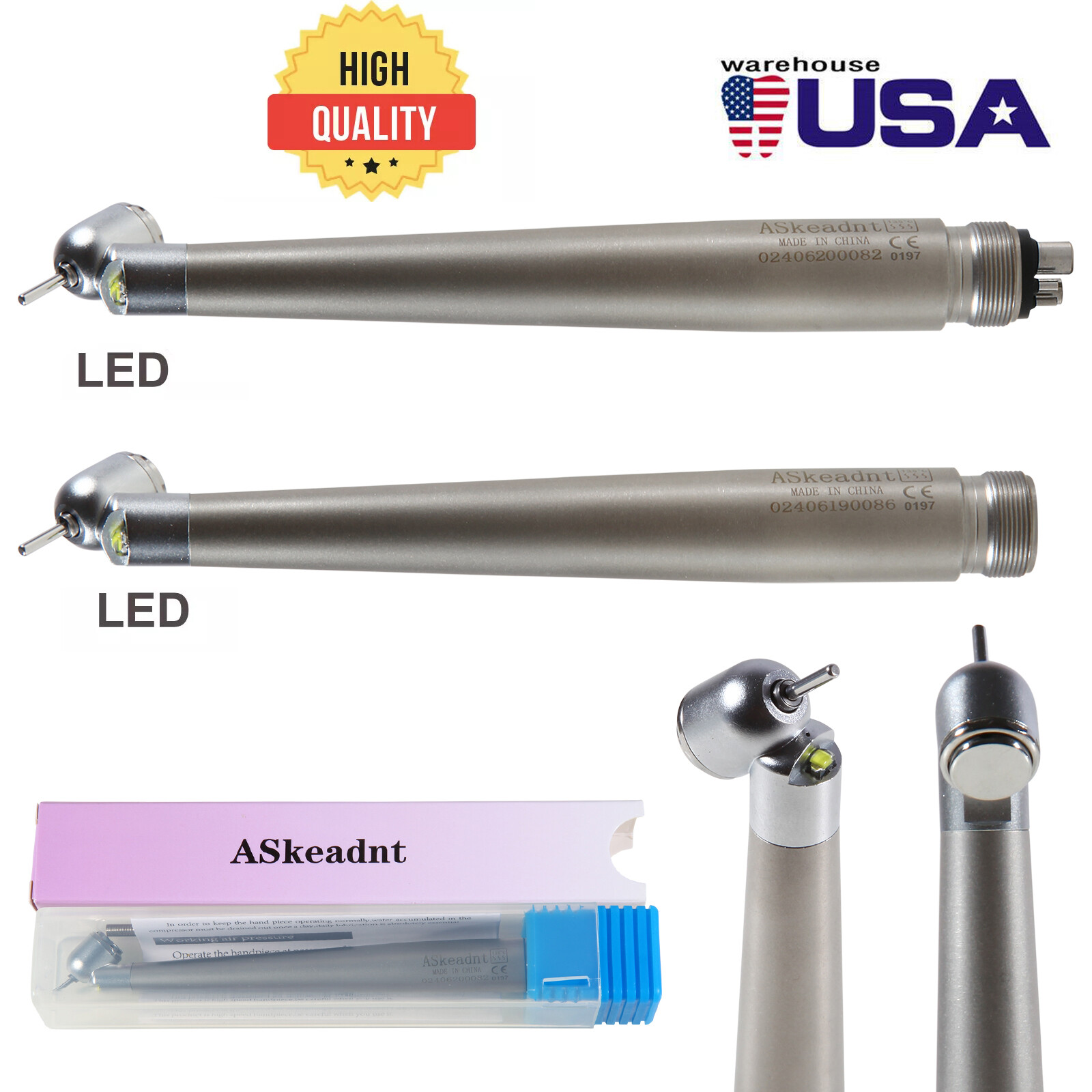 NSK Style 45 ° LED E-generator Dental High Speed Handpiece Ti-MAX X450 2/4Hole