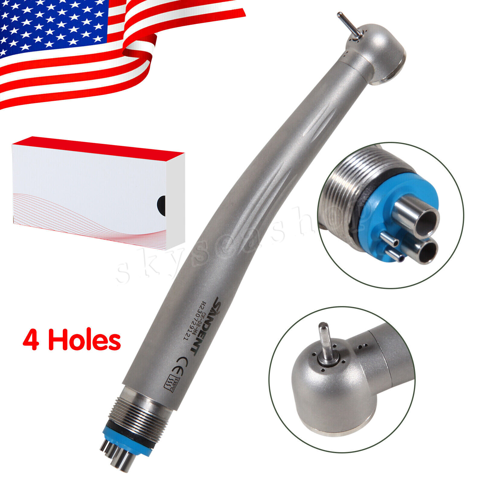 10pcs Dental High Speed Handpiece Ceramic Bearing Single Spray 4 Holes