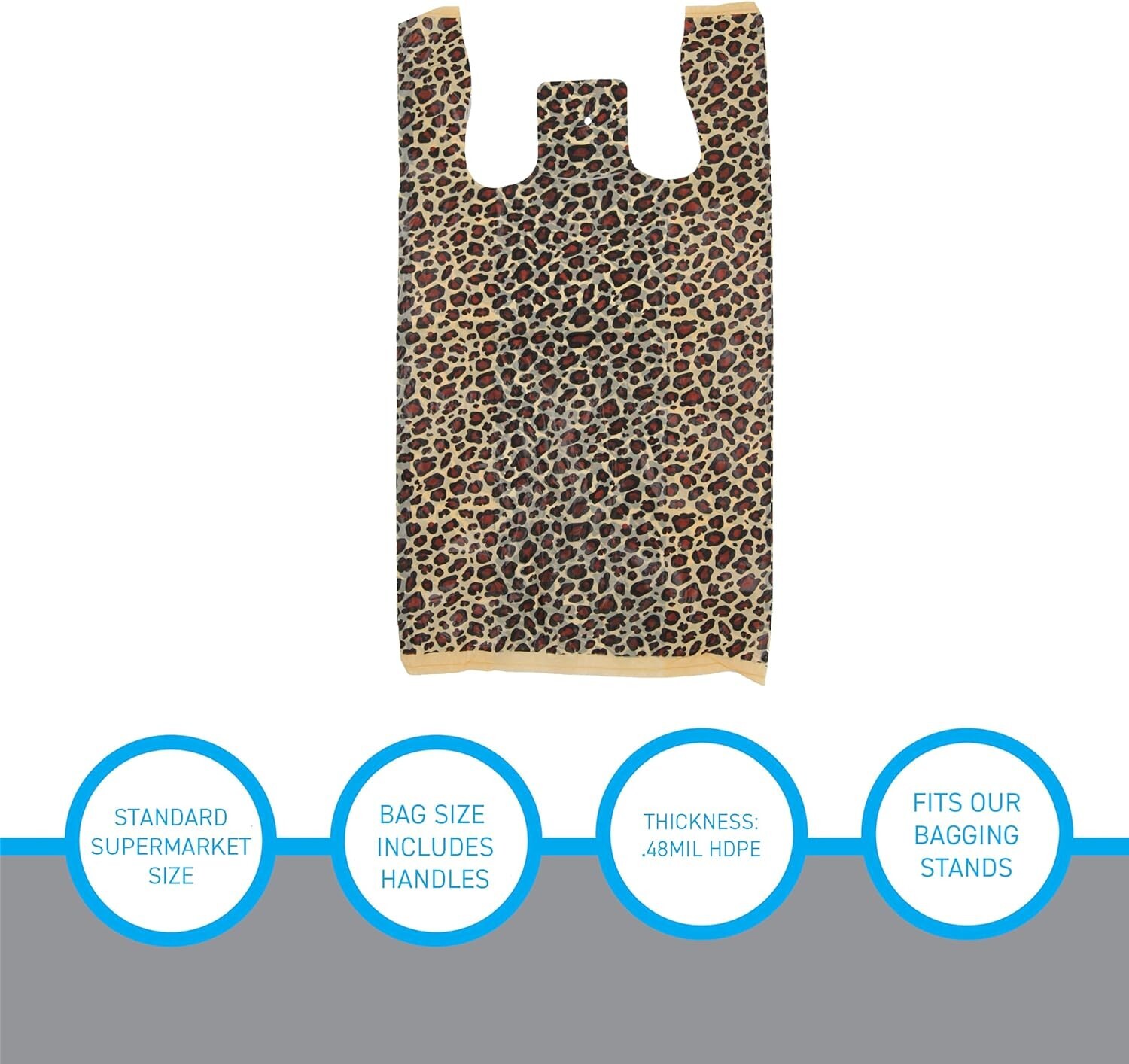 Plastic Shopping Bags 1000 Cheetah Leopard Grocery Merchandise 11 ½” x 6″ x 21″