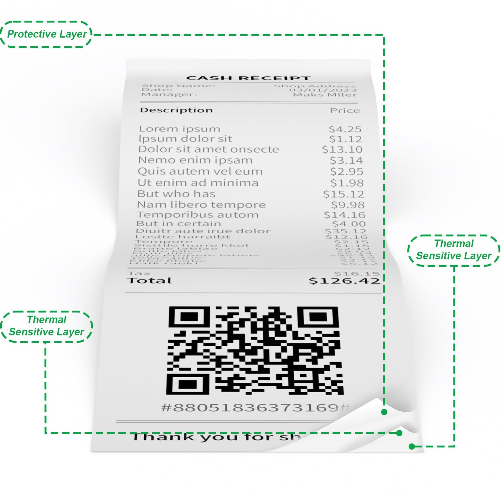 Thermal Paper Rolls 2.25 X 50 Ft, 5 Rolls Credit Card Paper Thermal 2 1/4″ X 50′