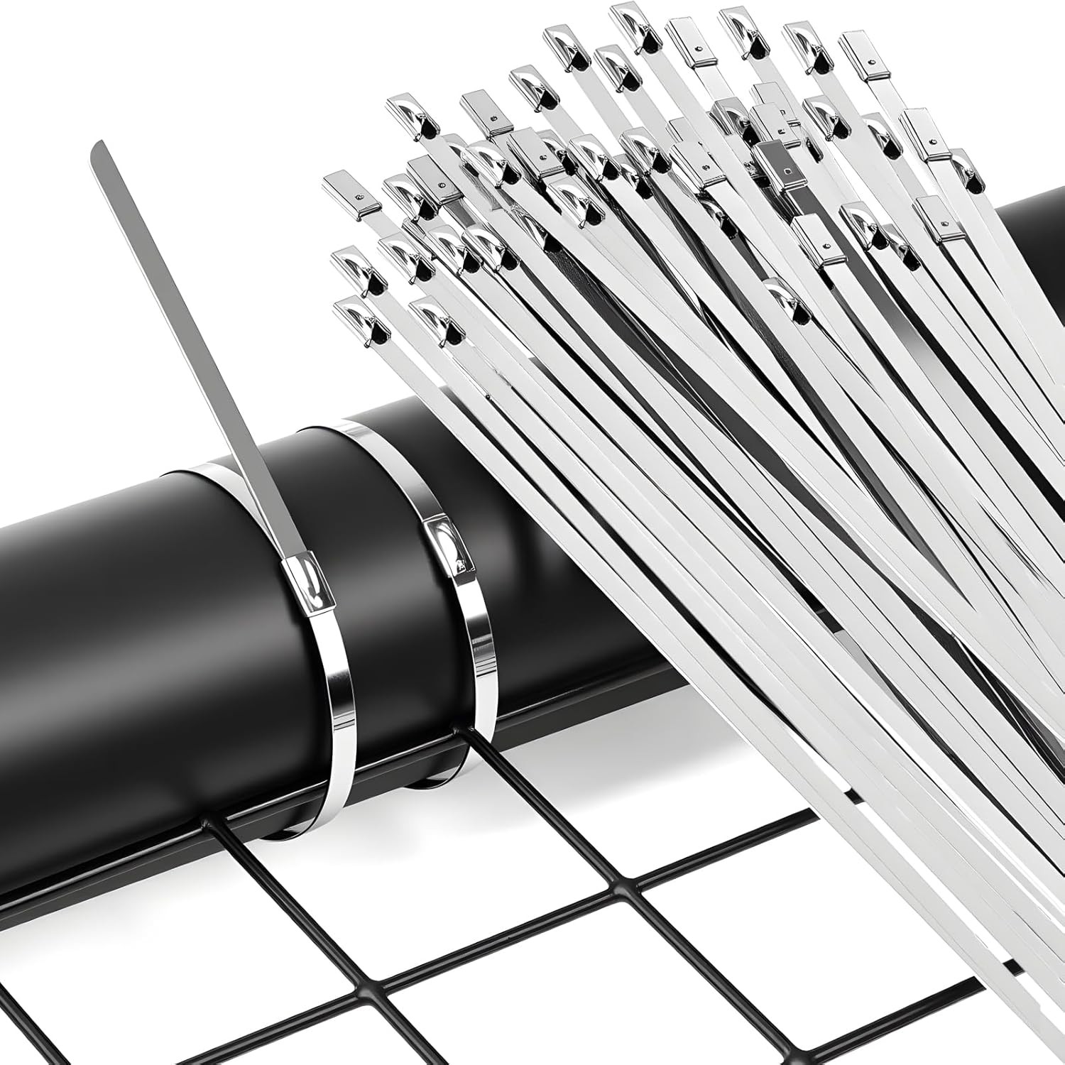 Metal Zip Ties with Stainless Steel Cable Tie Gun, Special Tool For Silver