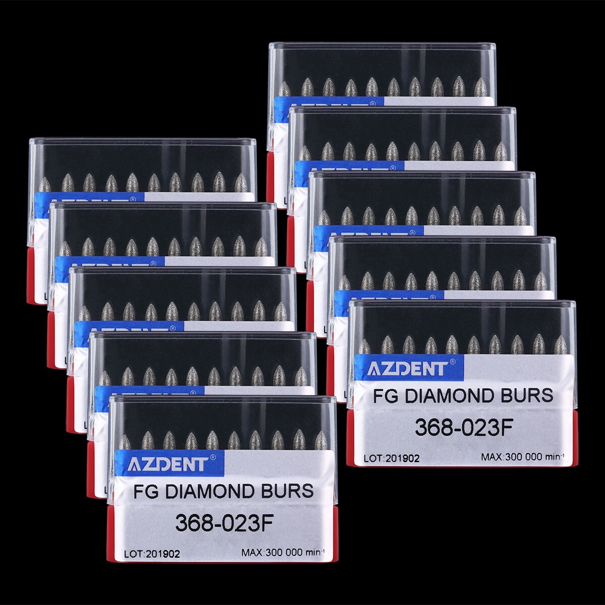 10pcs AZDENT Dental DIAMOND BURS FOOTBALL #368-023F FINE RED DEFEND 10pcs/Pack