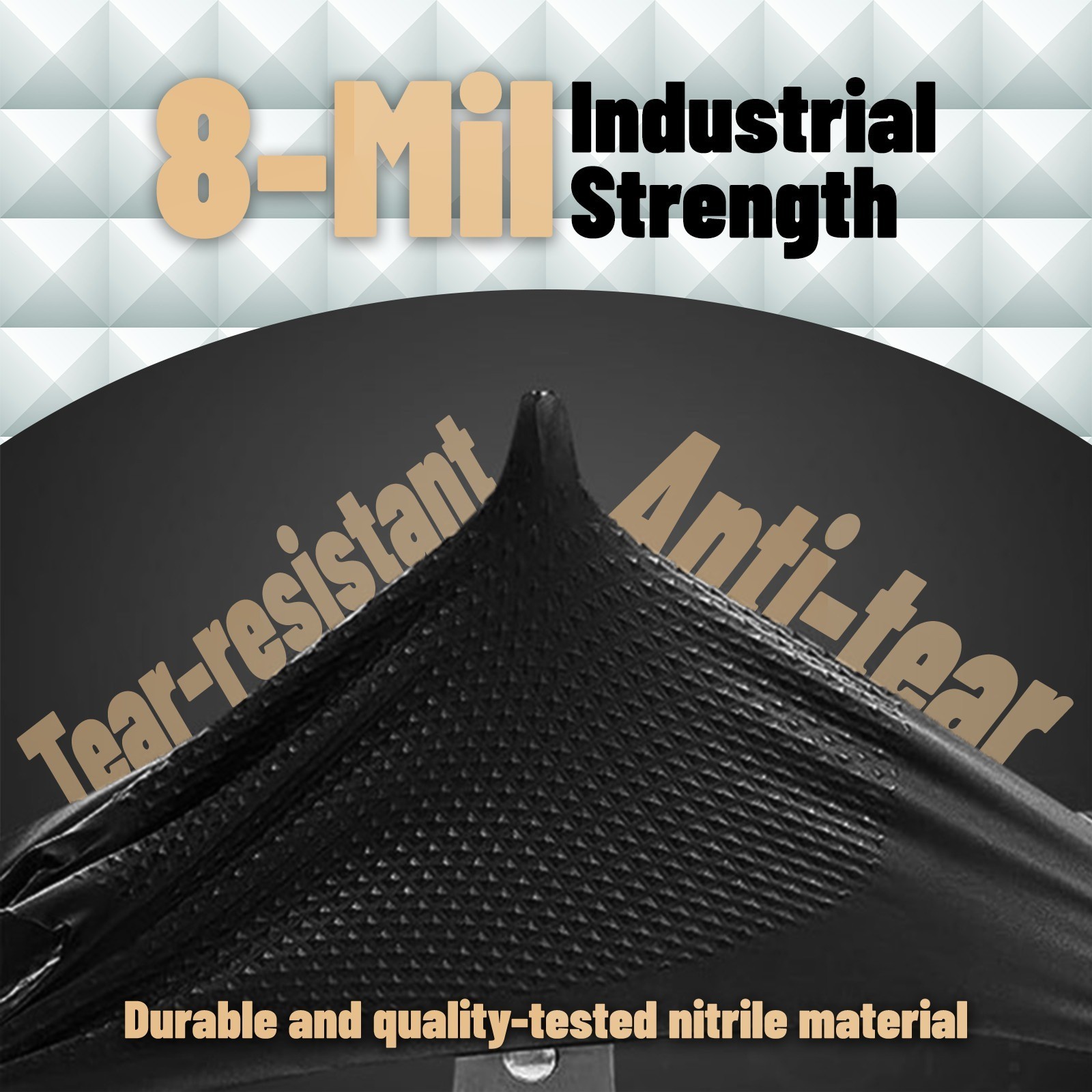 8 Mil Black Nitrile Gloves 3 Pack Heavy Duty Diamond Grip Latex Free Gloves