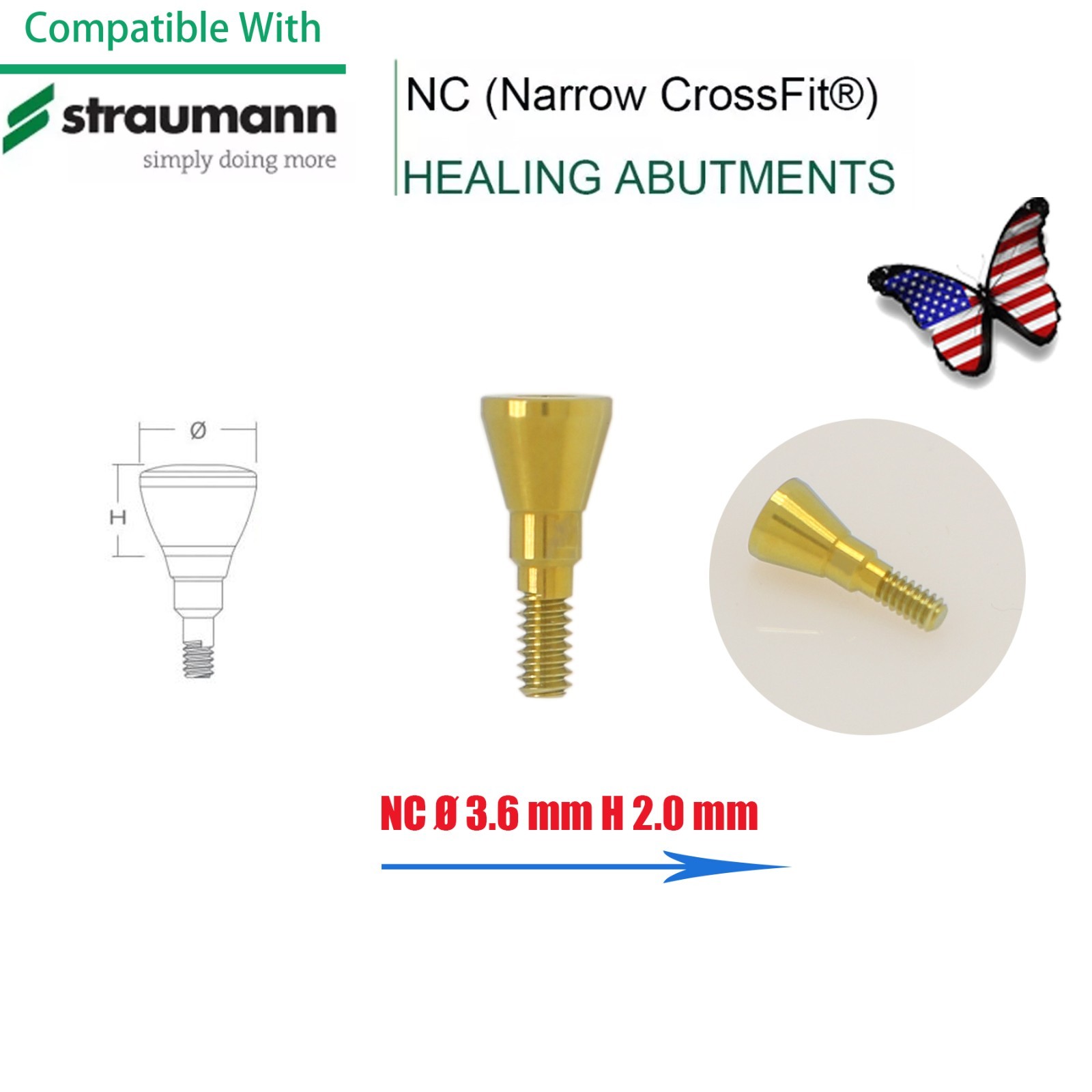 US Fit Straumann Analog Scan Body Transfer Healing Abutment Cap ITI Bone Level
