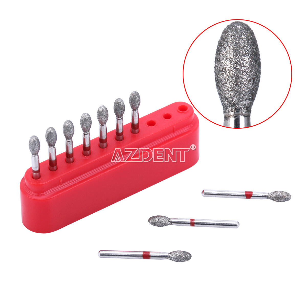 Dental FG Diamond Burs Egg Football #379-023F Fine Grit Red 10pcs/kit AZDENT