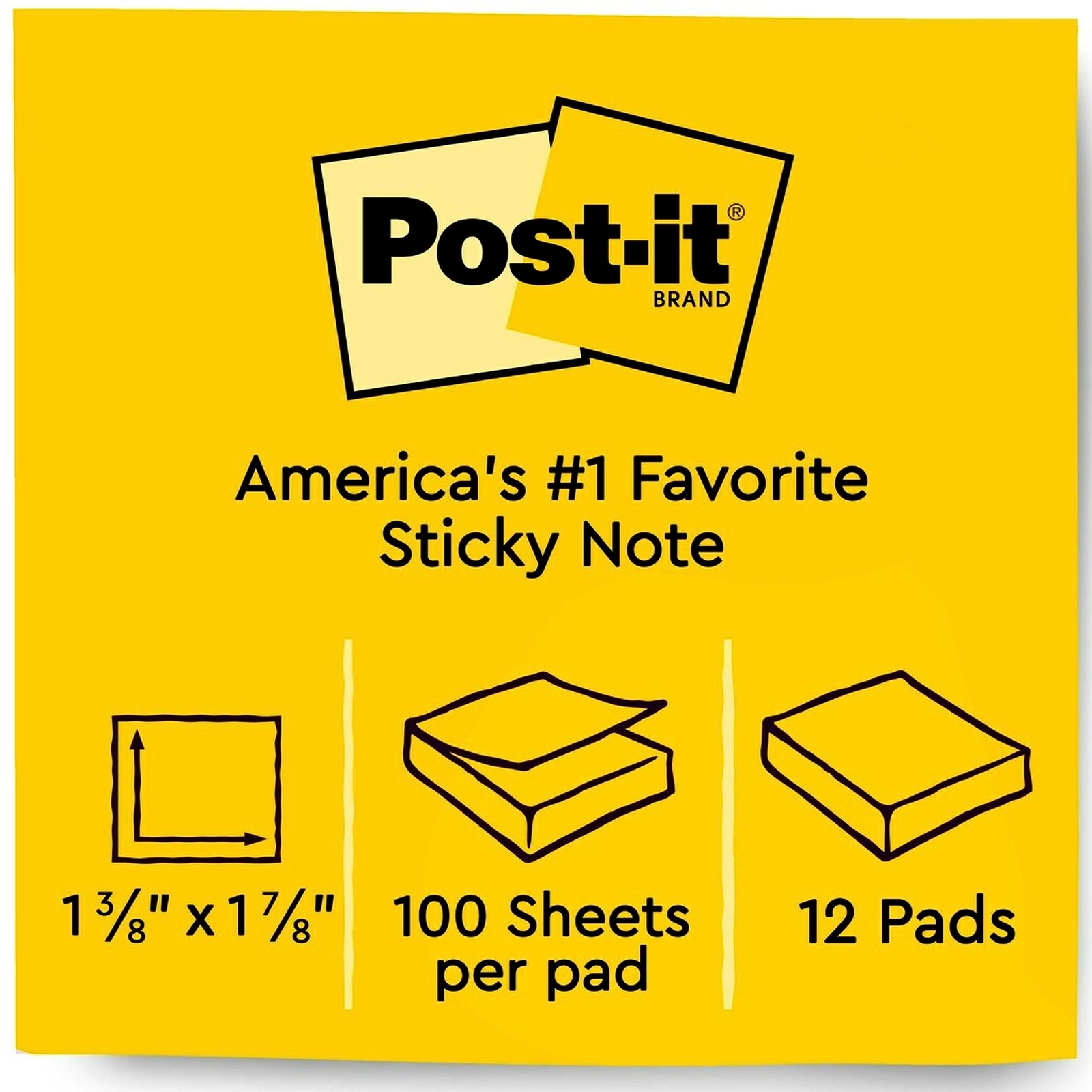 Post-it Mini Notes 1.5×2 in 12 Pads Bright Colors