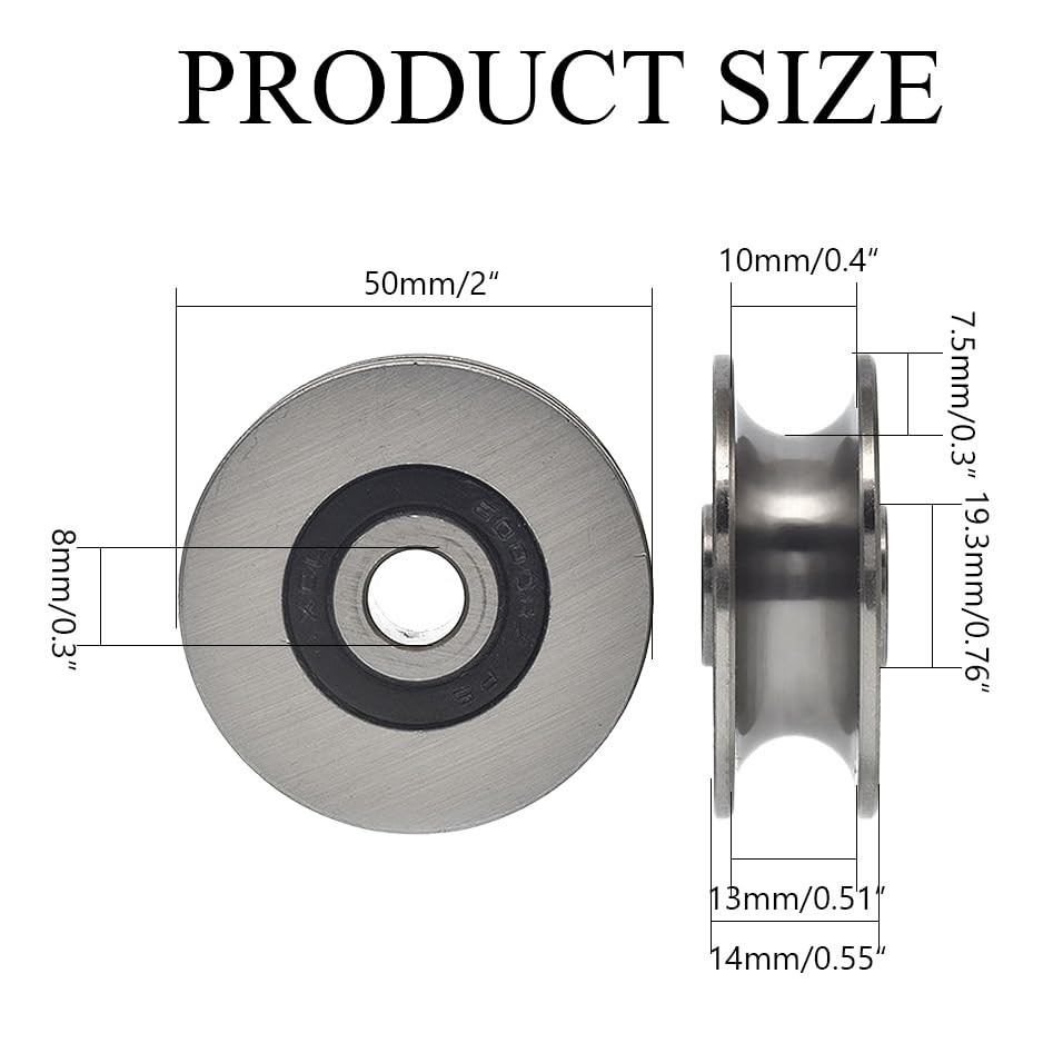Stainless Steel Deep U-Groove Ball Bearing Pulley, Metal Pulley, Wheel Bearings,