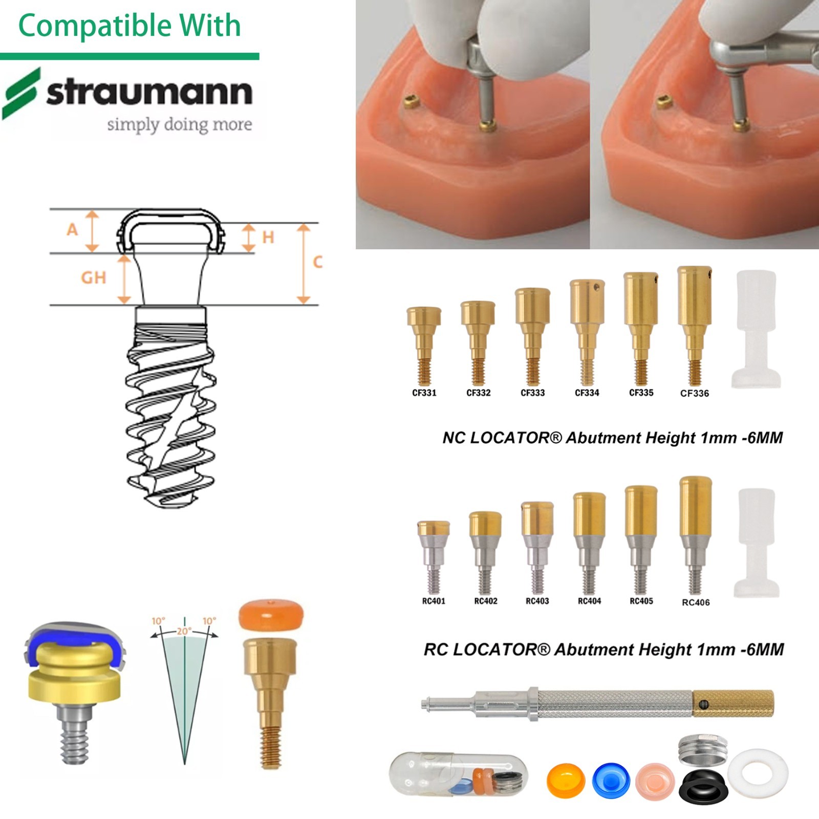 US Fit Straumann Analog Scan Body Transfer Healing Abutment Cap ITI Bone Level