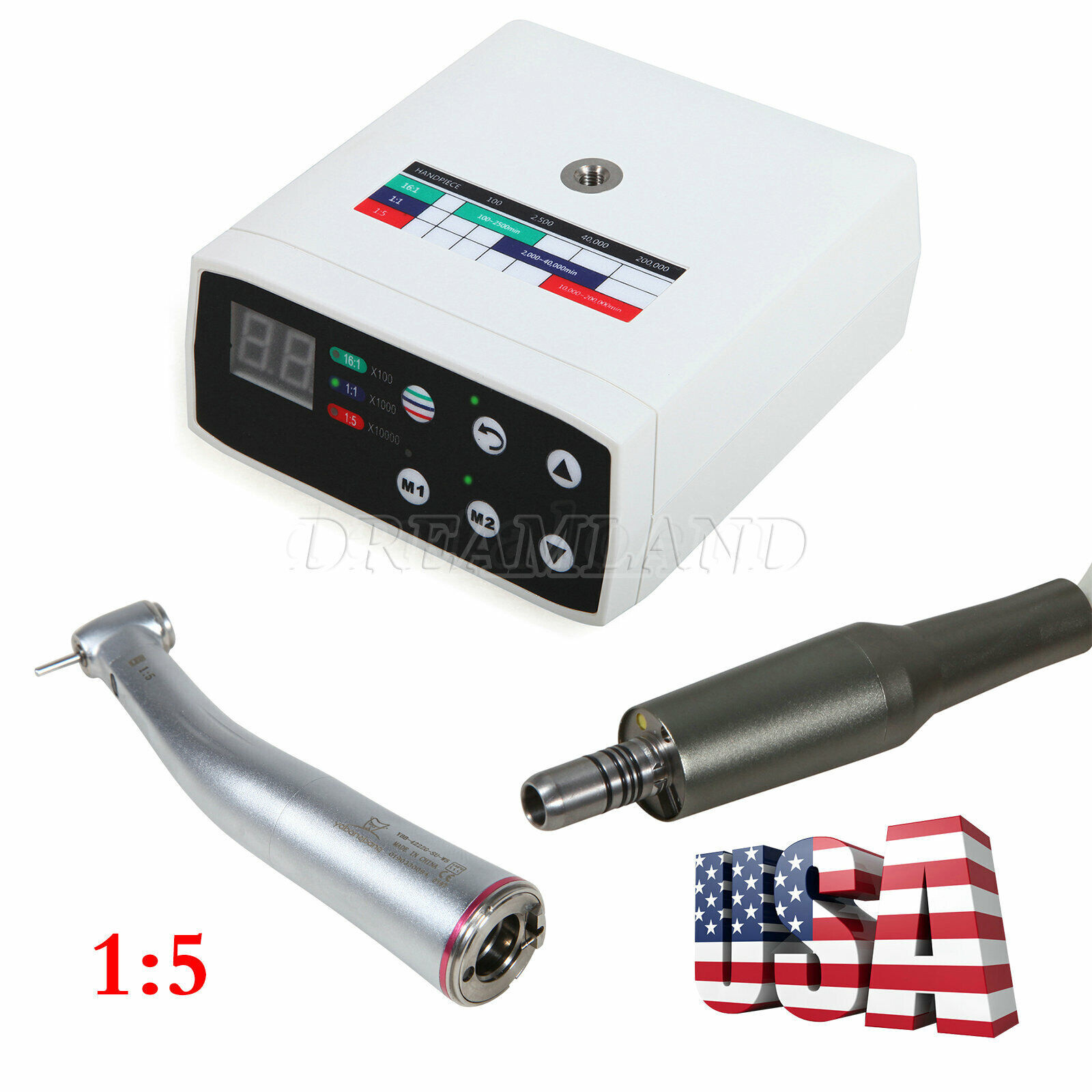 NSK NL400 Type Dental Electric Motor + 1:5 Handpiece Fiber Optic Contra Angle