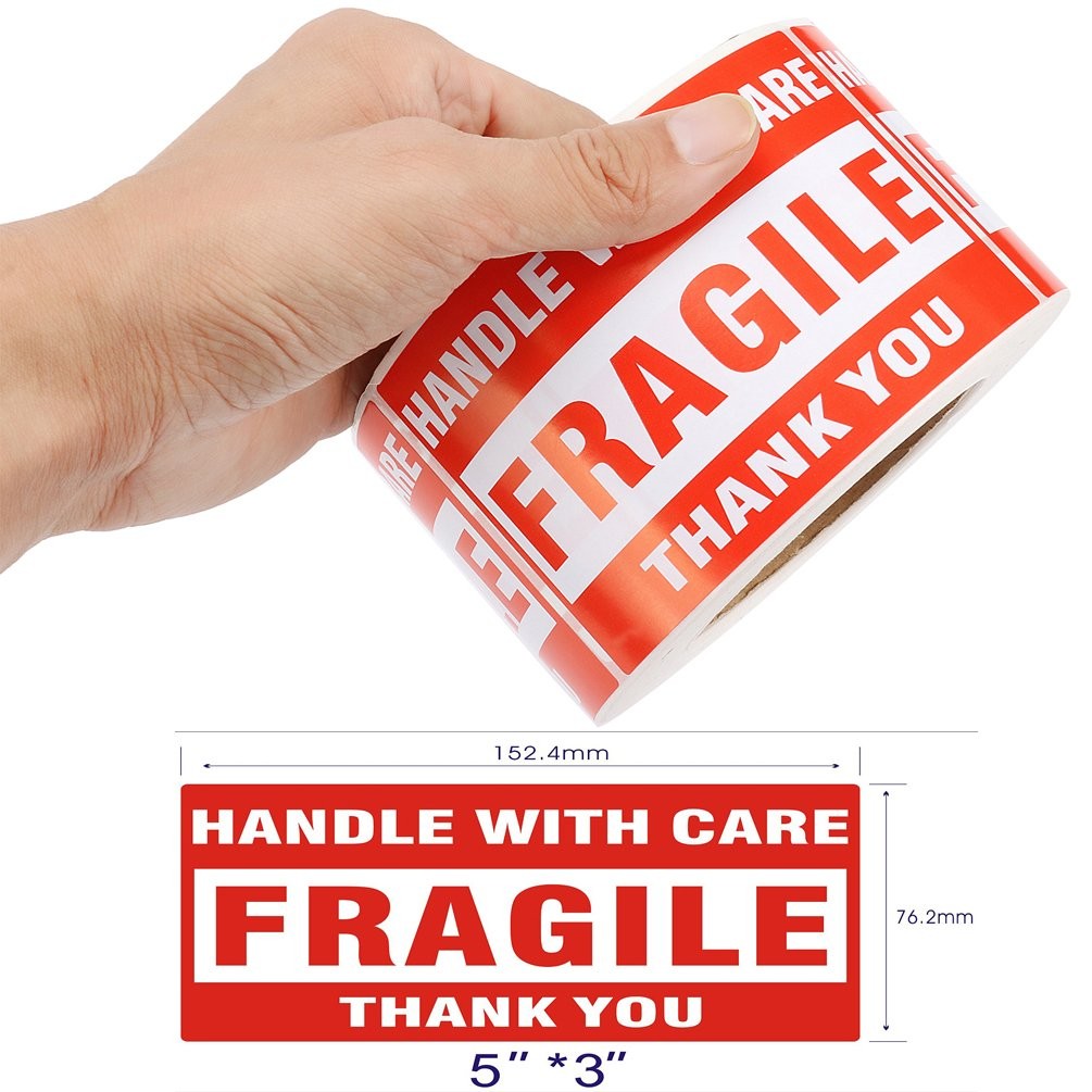 20 Rolls 3 x 5 Fragile Stickers Handle with Care Thanks 500/Roll Shipping Labels