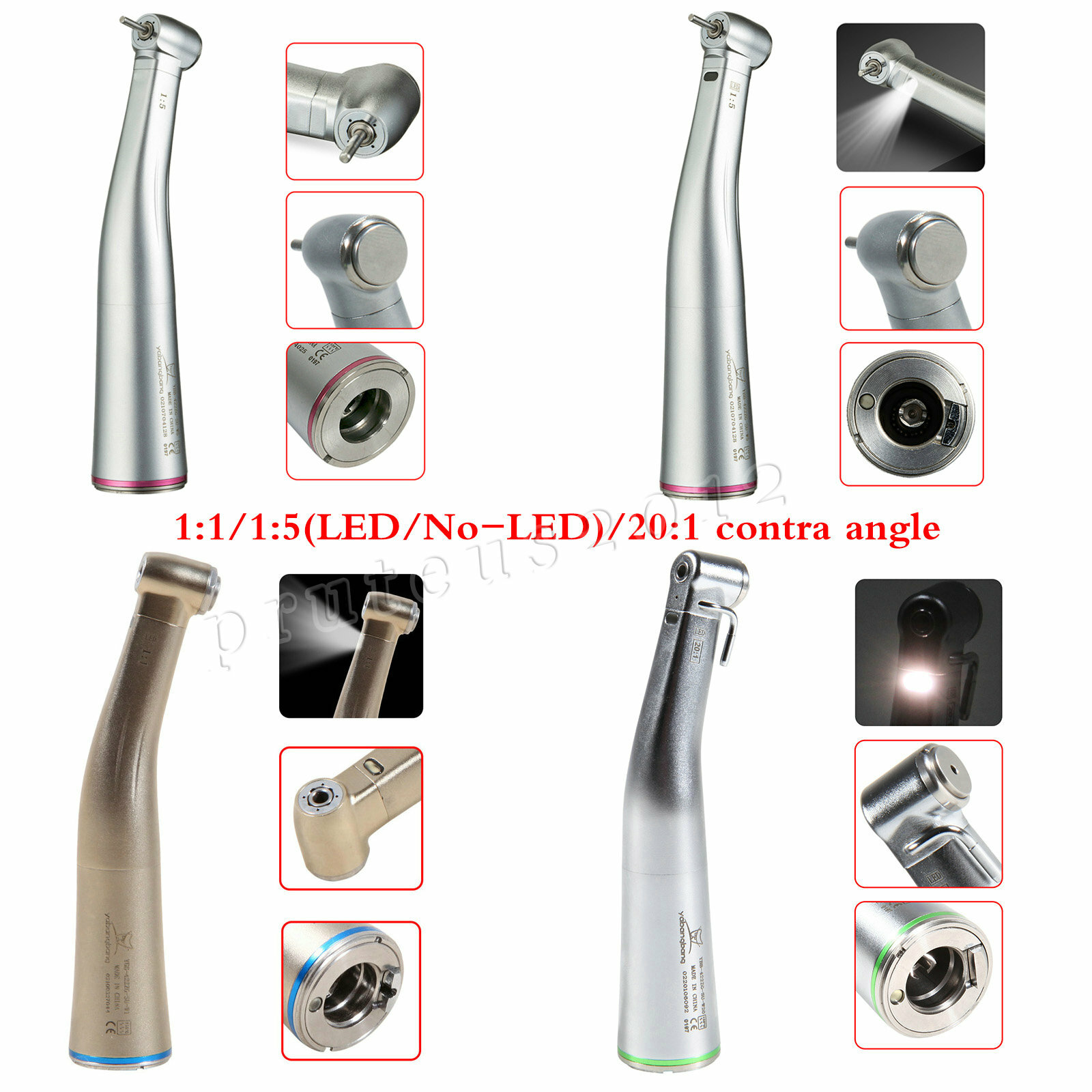 Yabangbang Dental 1:1 20:1 1:5 LED Fiber Optic Contra Angle Handpiece