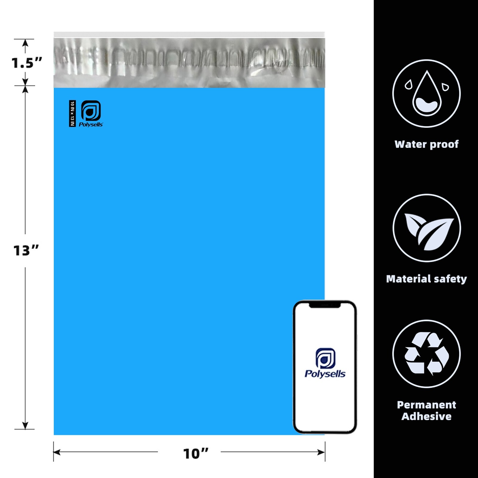 2000 10×13 Poly Mailers Envelopes Self Sealing Shipping Mailers Blue POLYSELLS