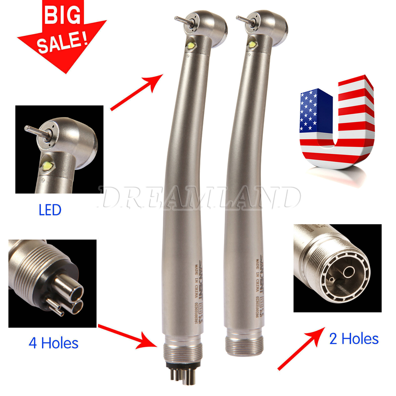 Dental PANA Max High Speed LED Handpieces NSK Type Internal Triple Spray Push US