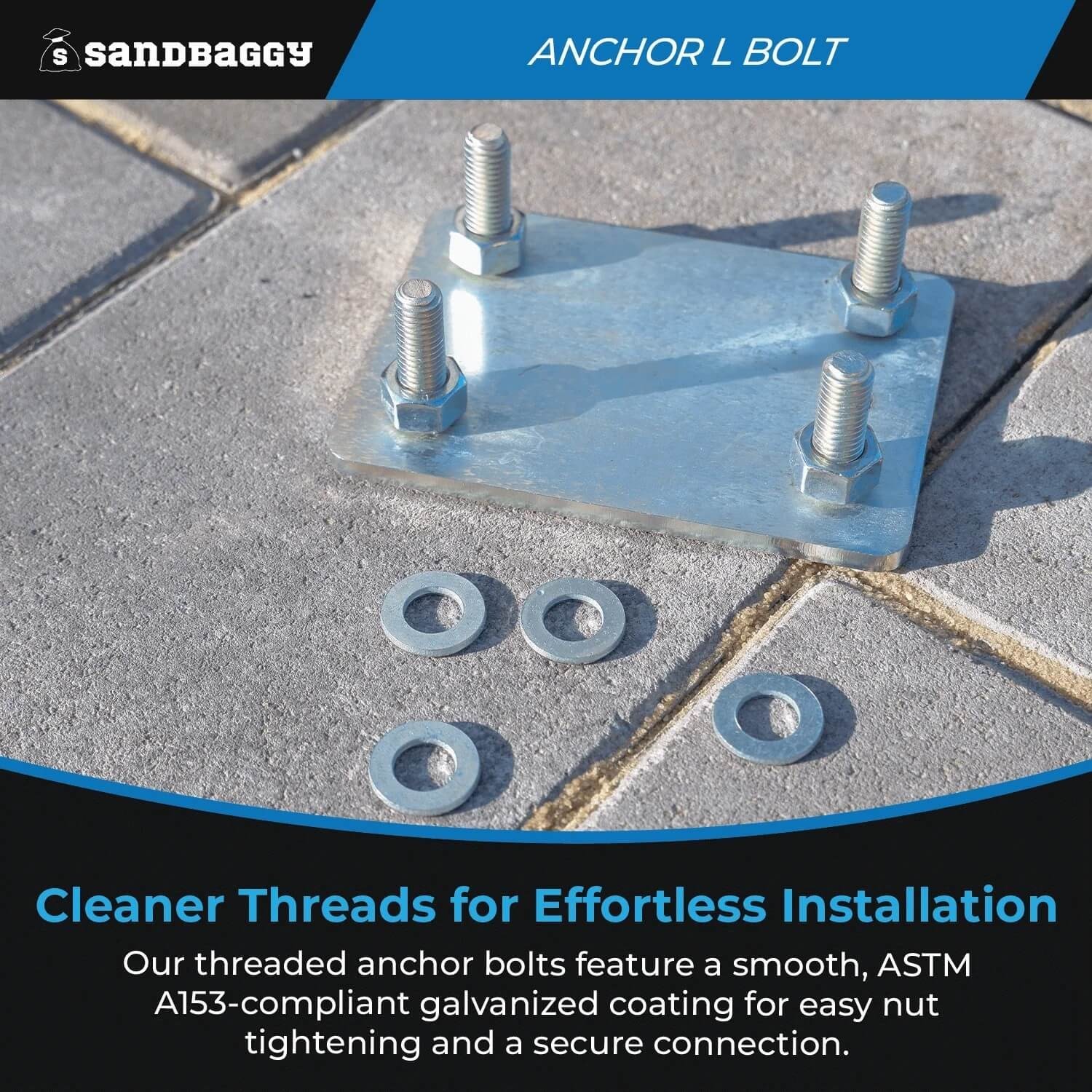 Sandbaggy 1/2″ x 6″ Threaded Concrete Anchor L-Bolts – Hot Dipped Galvanized