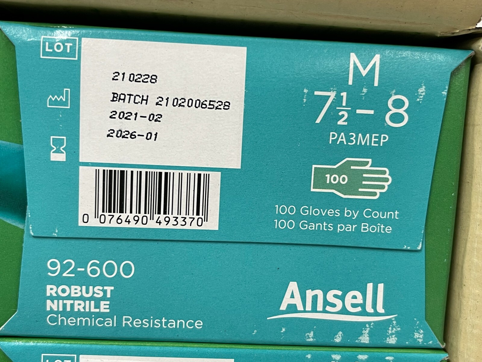 CASE OF 10 BOXES Ansell Nitrile Gloves Chemical Resistance Size Medium 92-600