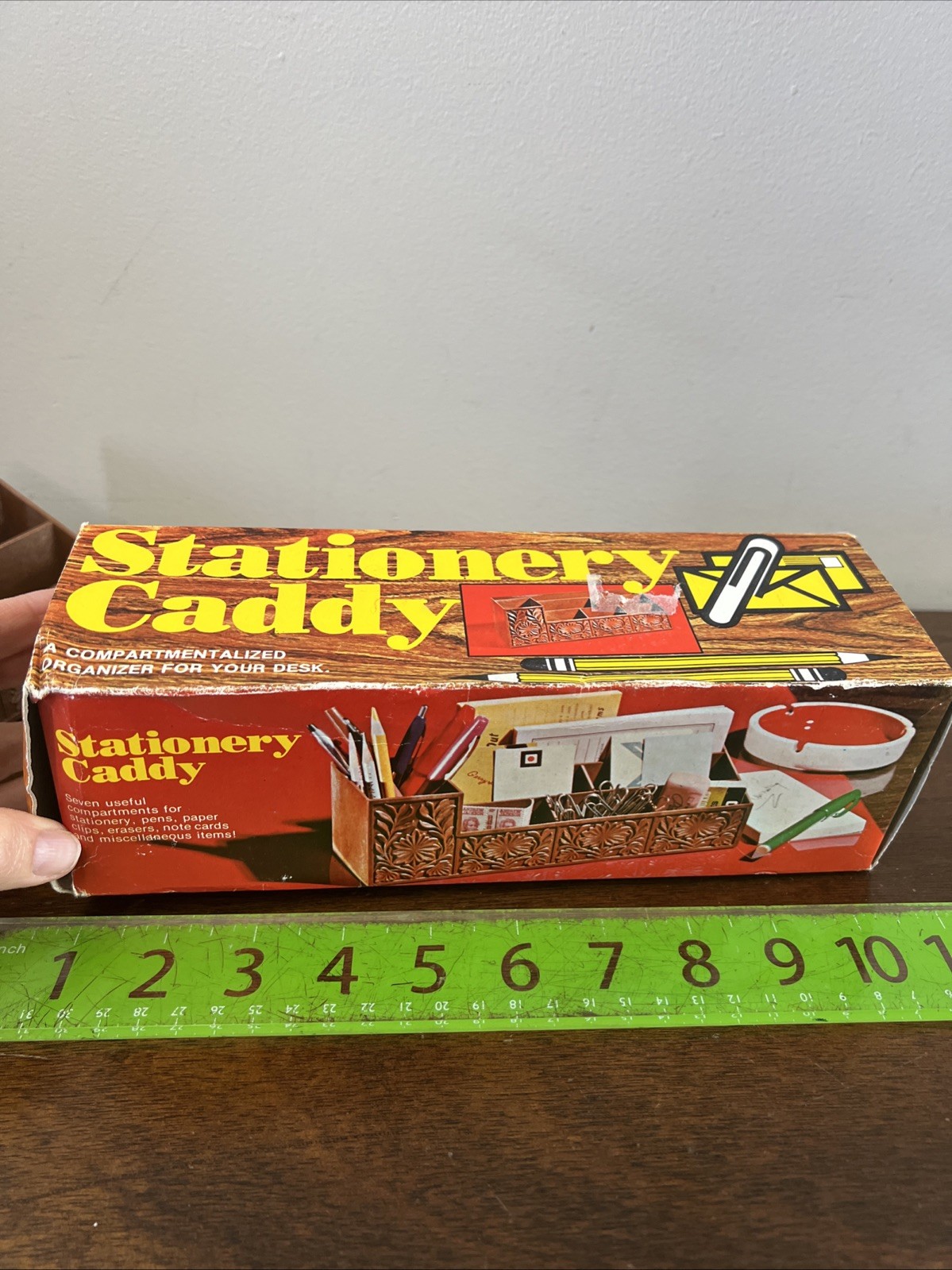 Vintage Plastic Faux Wood Stationary Caddy Hong Kong New NOS B And E Sales