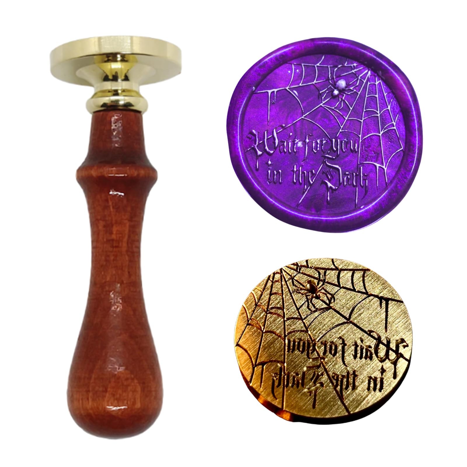 Wax Seal Stamp Kit Halloween Spider Web Brass Head with Wooden Handle for Inv…