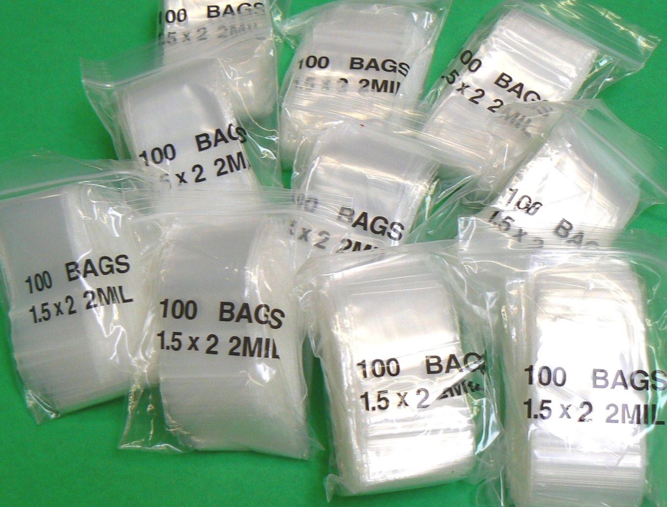 2000 Clear 2 Mil Bags 1.5×2 Poly Bag Mini 2Mil Reclosable Baggies 1-1/2″ x 2″