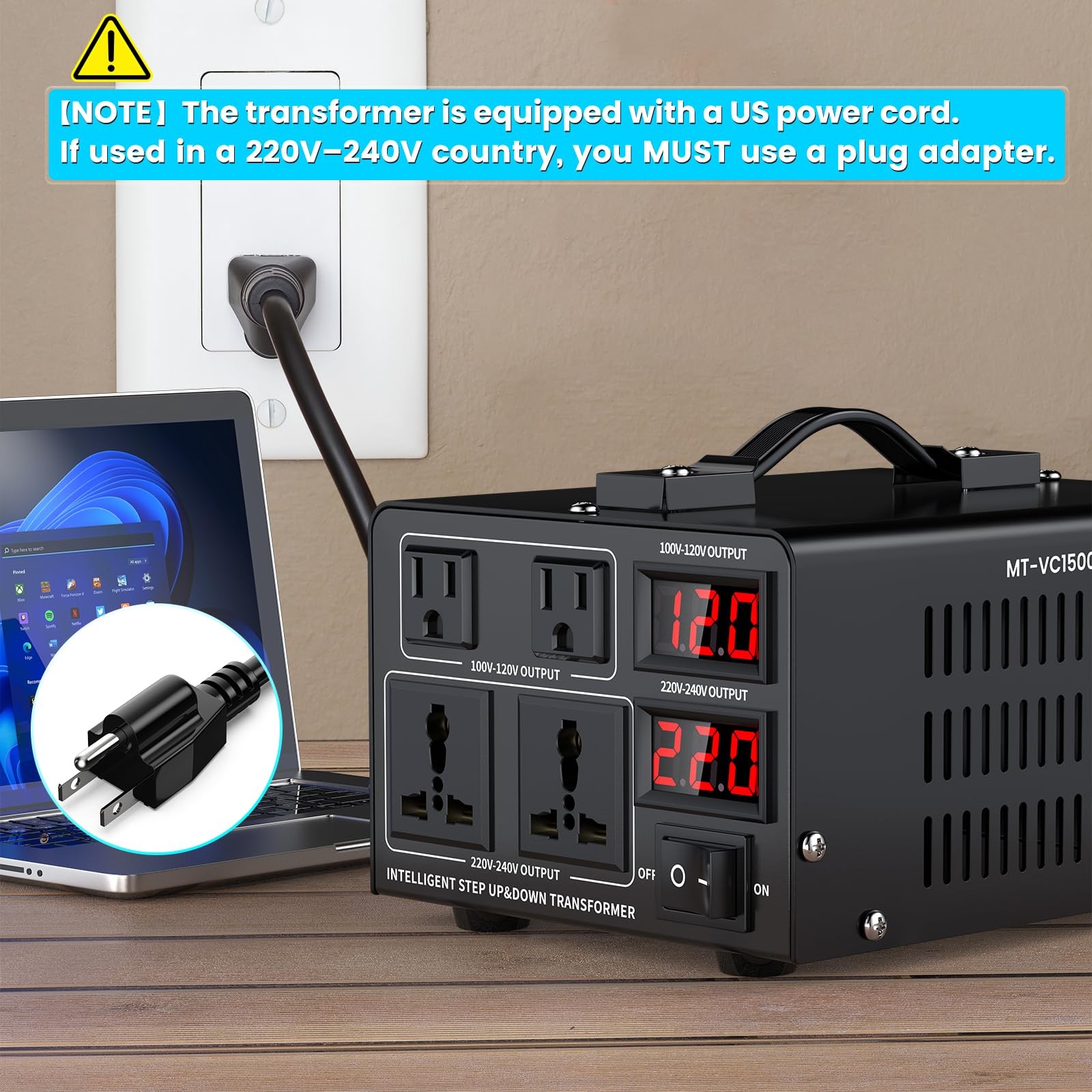Jlouneo 1500W Voltage Converter Transformer110V To 220V Or 220V To 110V Step
