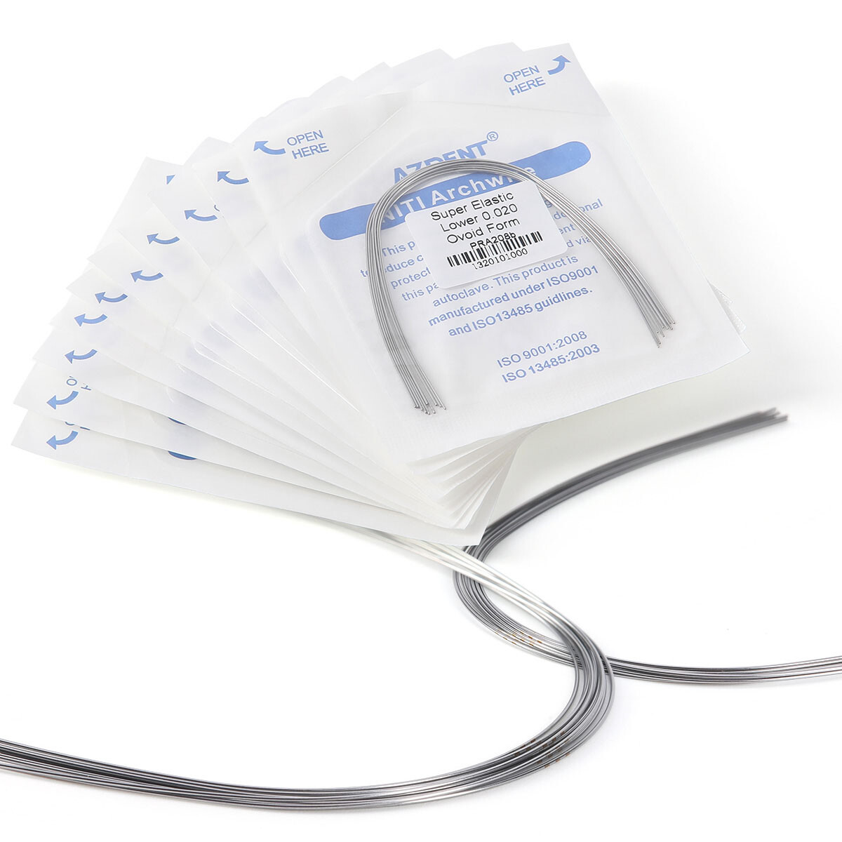 100pcs AZDENT Dental Orthodontic Super Elastic Niti Round Arch Wires Ovoid Form