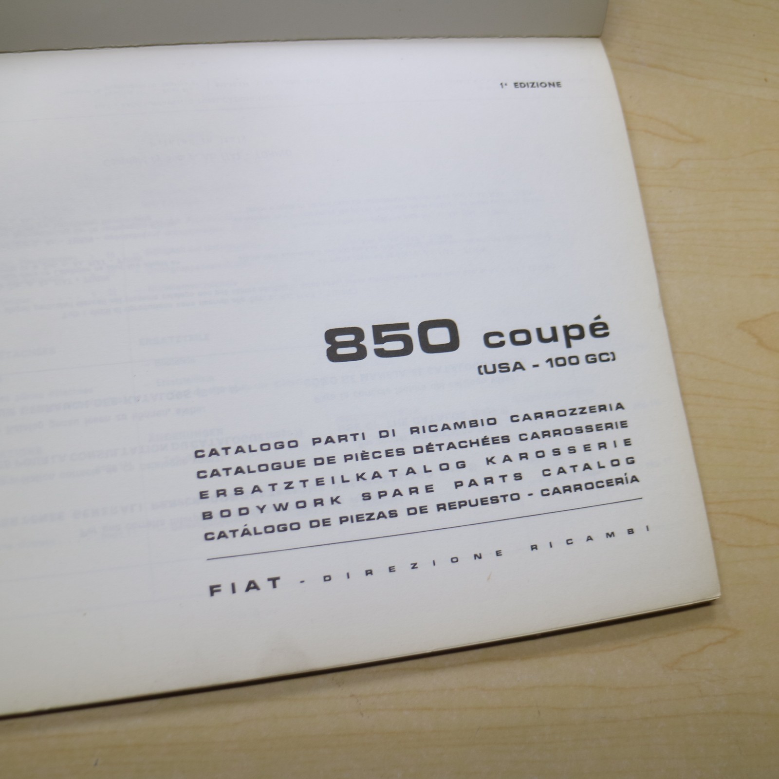 Fiat 850 COUPE USA 100 GC BODYWORK Spare Parts List Catalog Manual Book 100GC