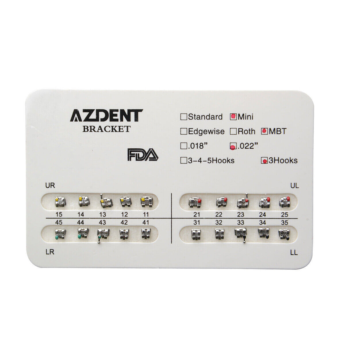 AZDENT Dental Ortho MINI Self-Ligating Brackets Brace 0.022″-Roth/ MBT Hooks 345