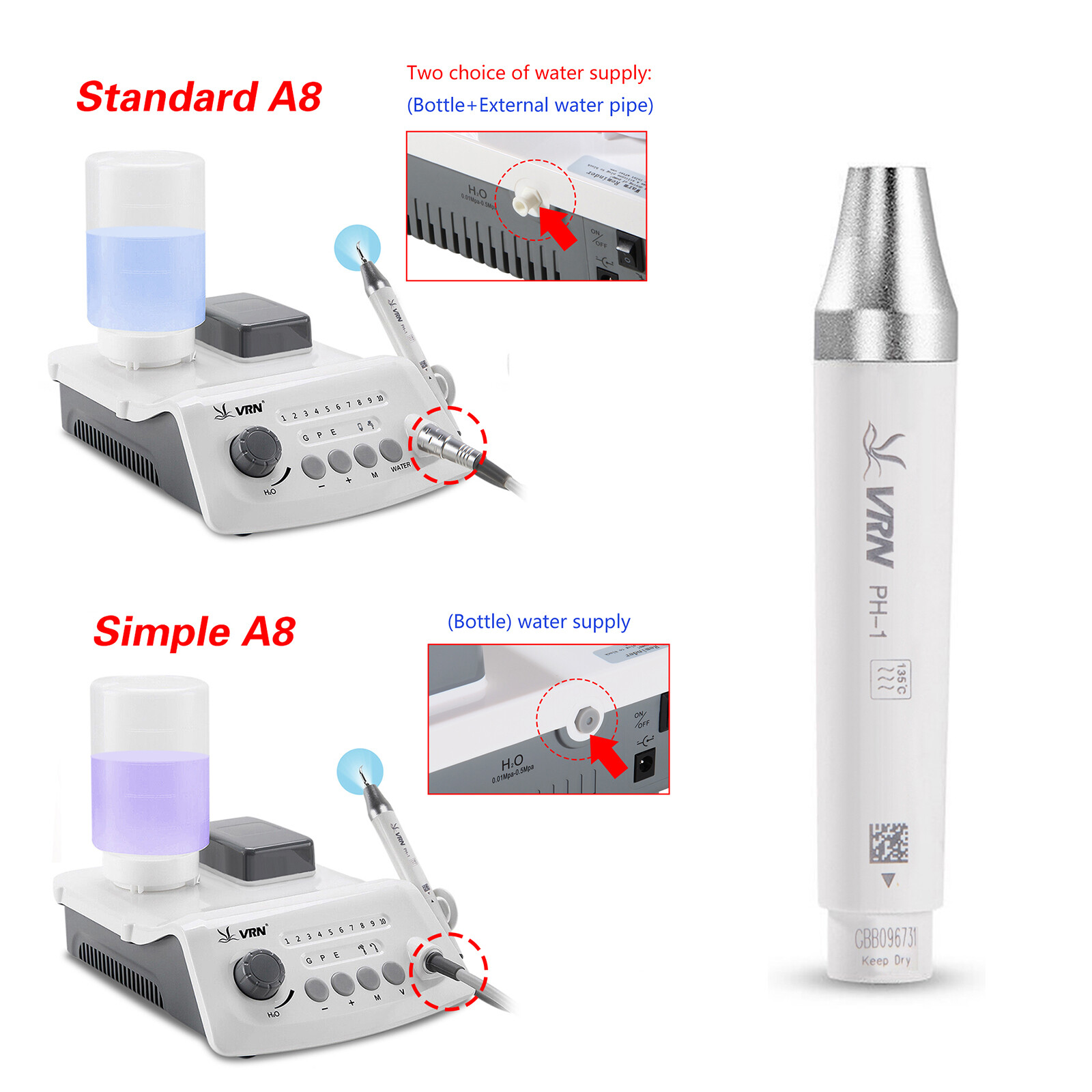 Woodpecker EMS Style Dental Ultrasonic LED Scaler Cleaner Detachable Handpiece