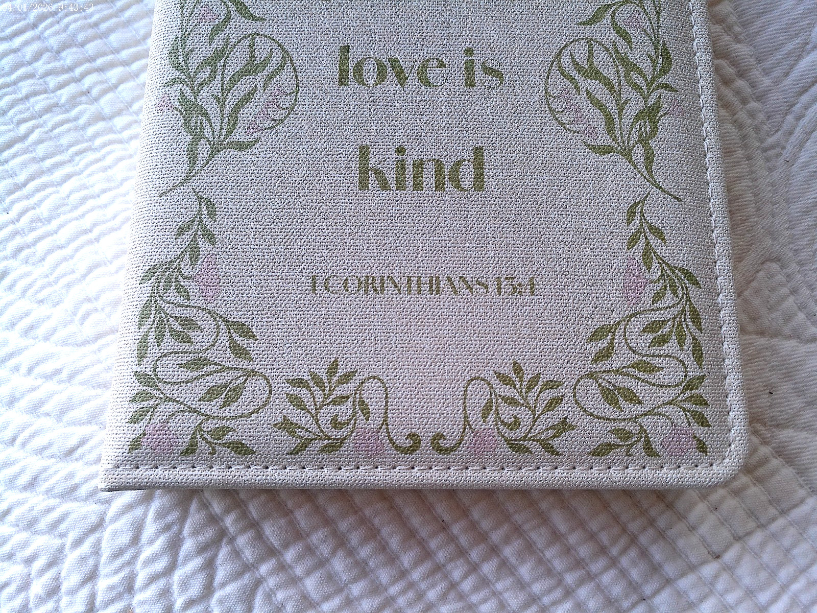 ONE DESIGN HOME PADDED LINED JOURNAL LOVE IS PATIENT LOVE IS KIND 6″ X 8″ X 1″