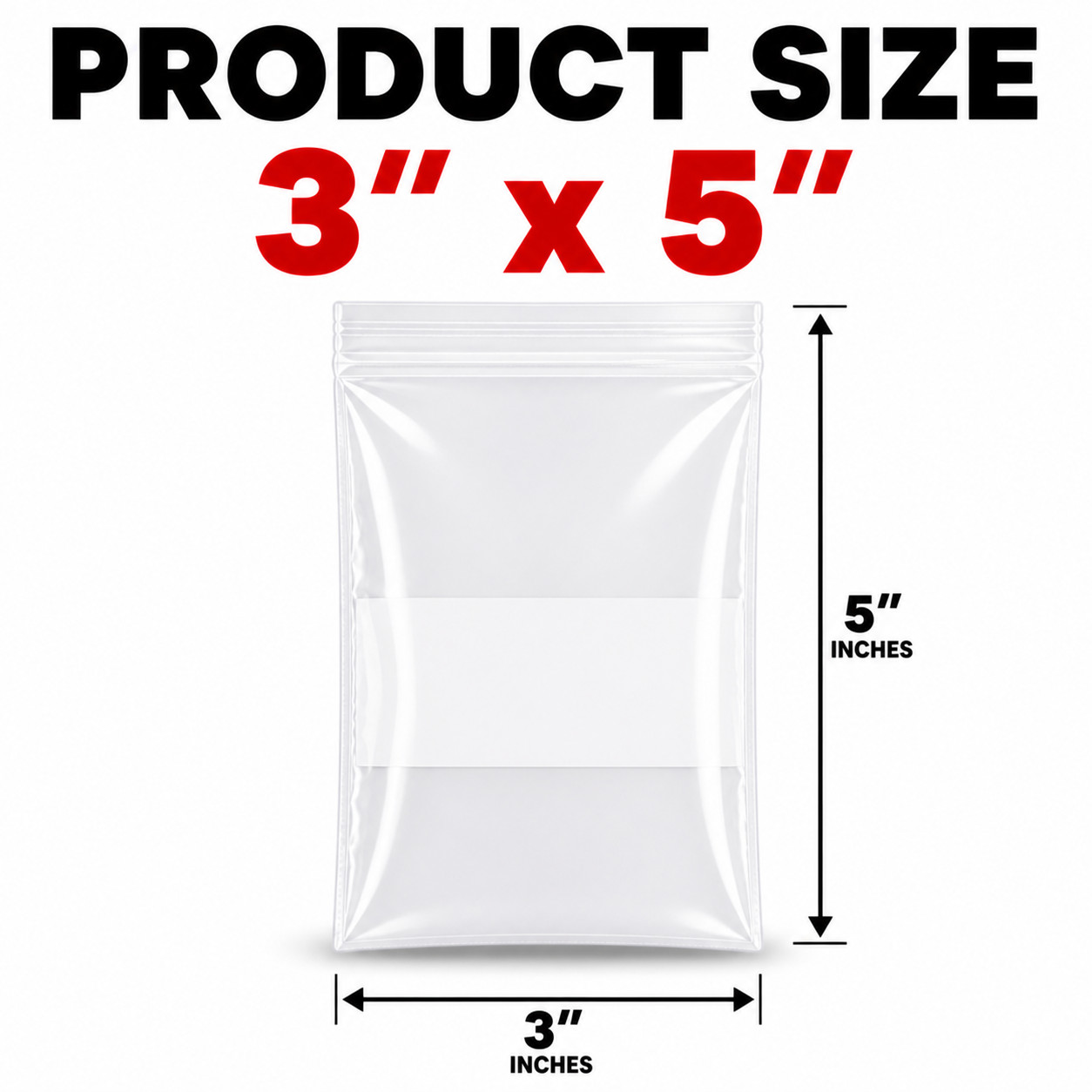 3×5 Clear Zip Poly Bags 2 Mil Reclosable White Block Bulk 1000 2000 3000 5000