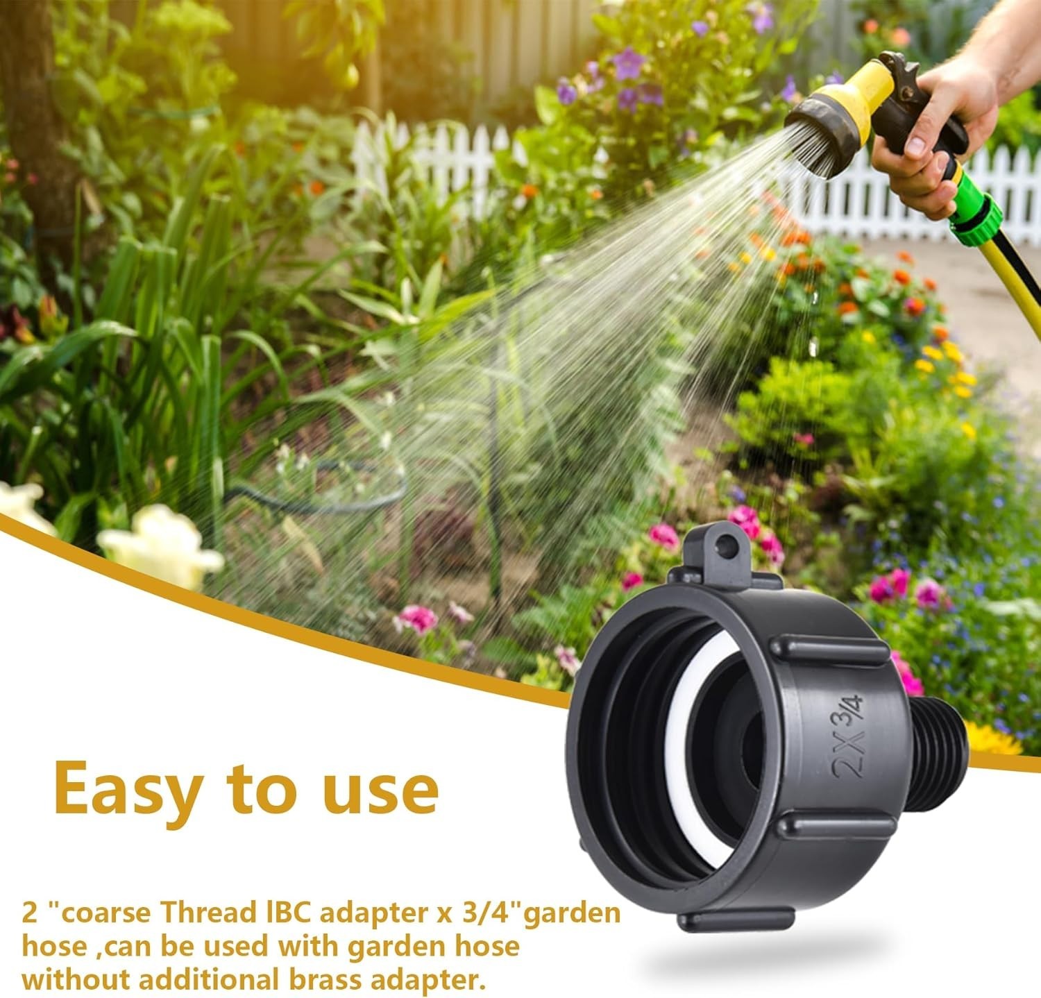 Food Grade IBC Hose Adapter: Leakproof 2″ Coarse Thread to Garden Hose Connector