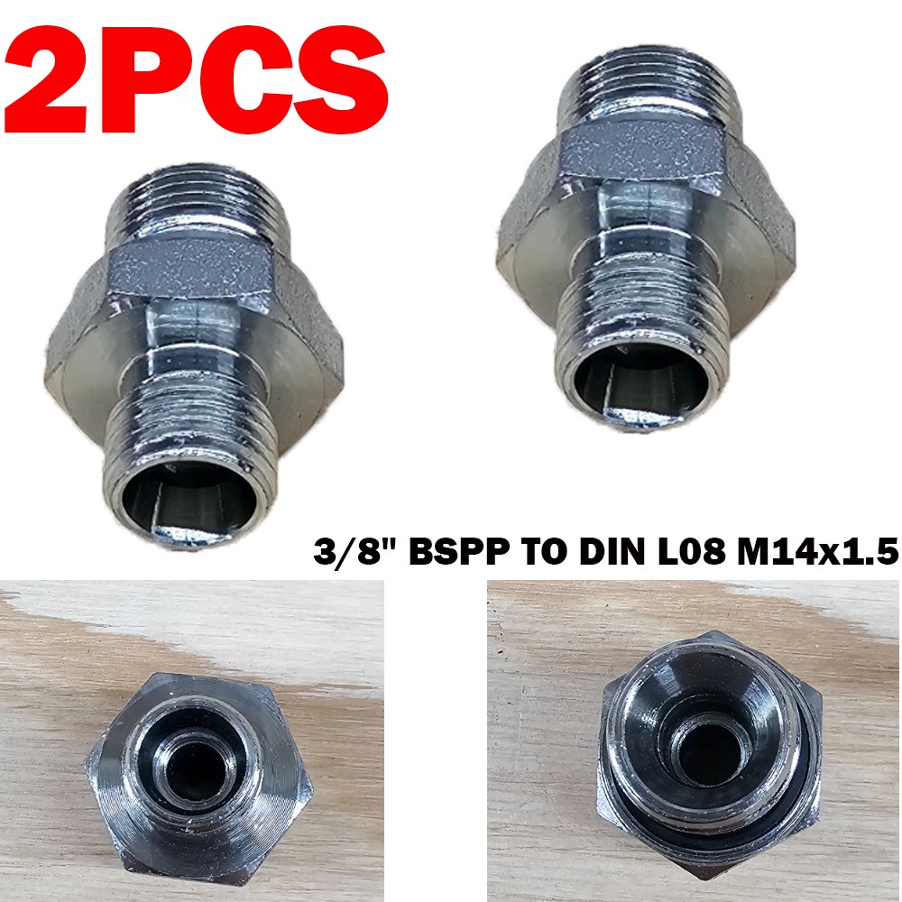 2X 3/8″ BSPP TO DIN L08 M14x1.5-MINI EXCAVATOR CHINESE DIGGER – 5002L-08-06
