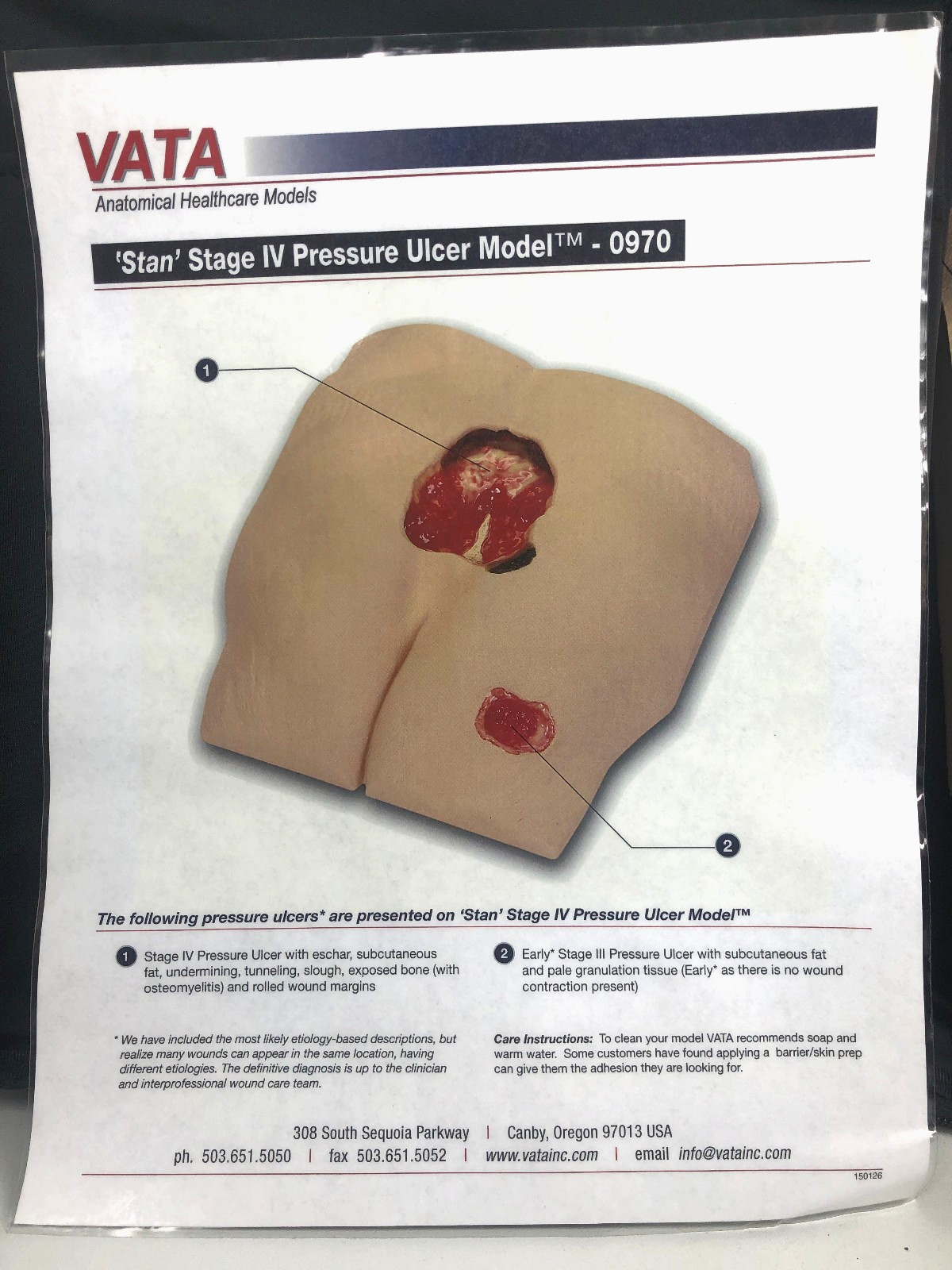 VATA ‘Stan’ Stage IV Pressure Ulcer Model 0970 with Carry Case