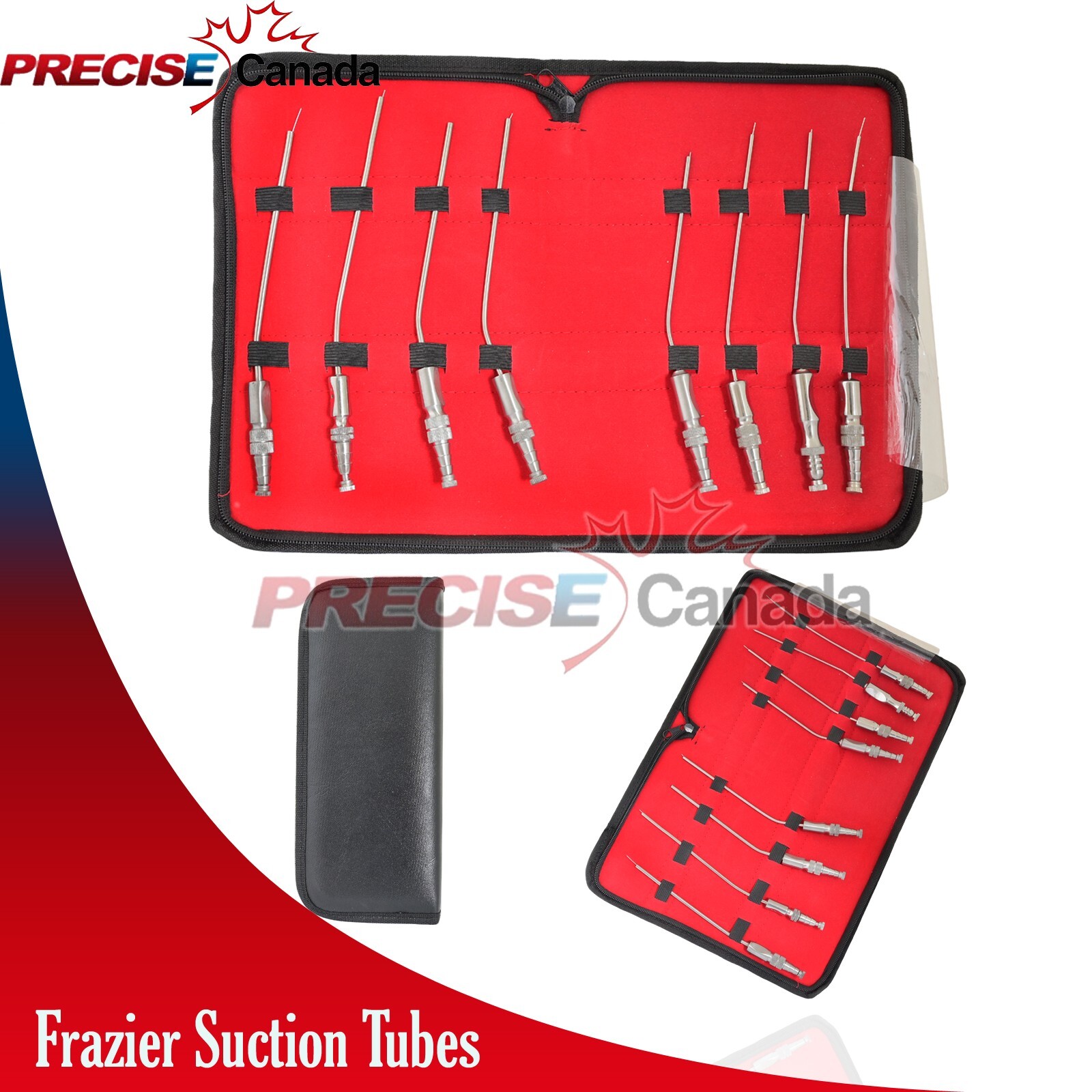 8pcs FRAZIER Suction Tube 5,6,7,8,9,10,11,12 Fr Dental Surgical ENT In Case Kit