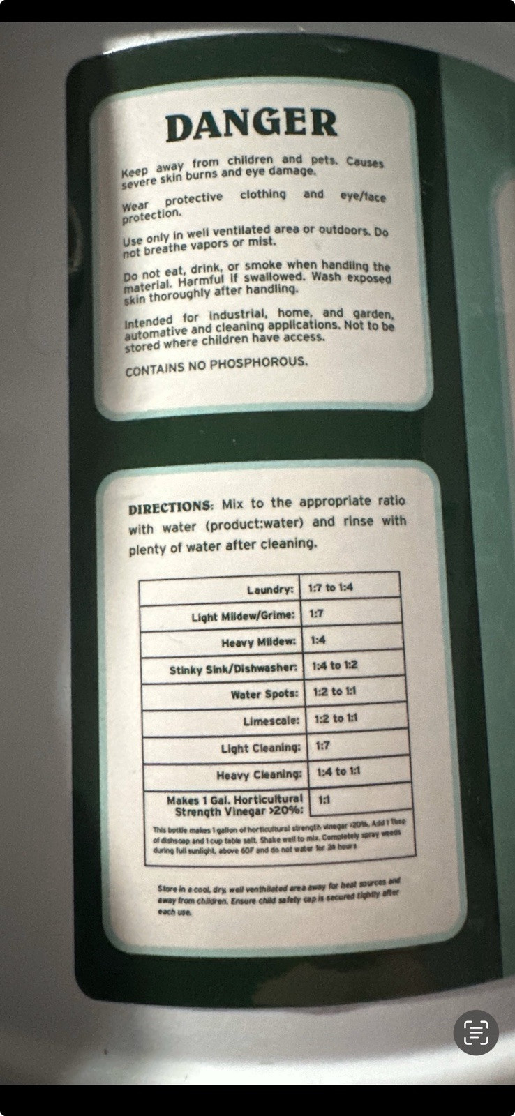 75% Vinegar – 1 Gallon – Concentrated Acetic Acid – Heavy Duty – USA Bulk