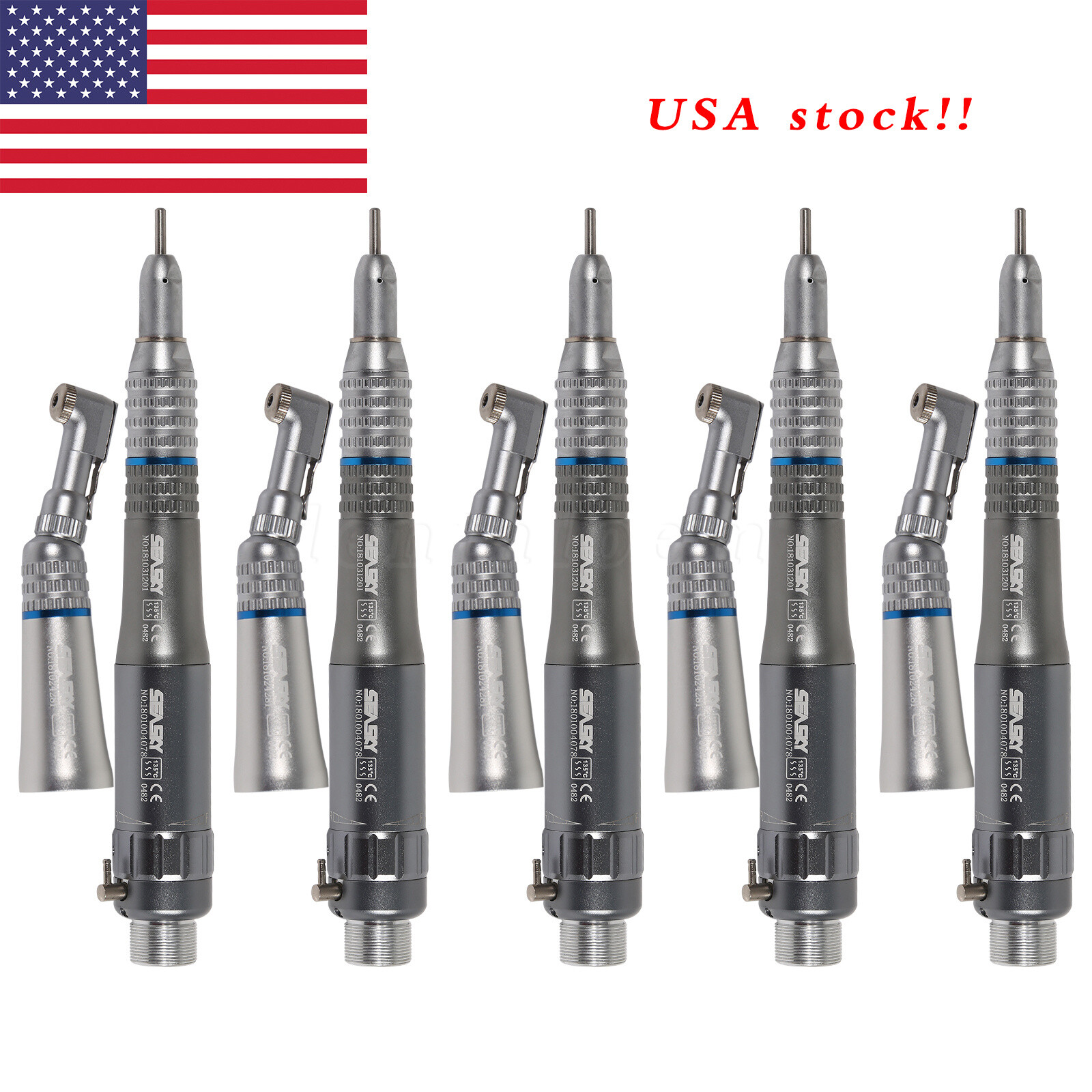 Dental Straight Contra Angle Air Motor E-type 2/4 holes Low Speed Handpiece USA