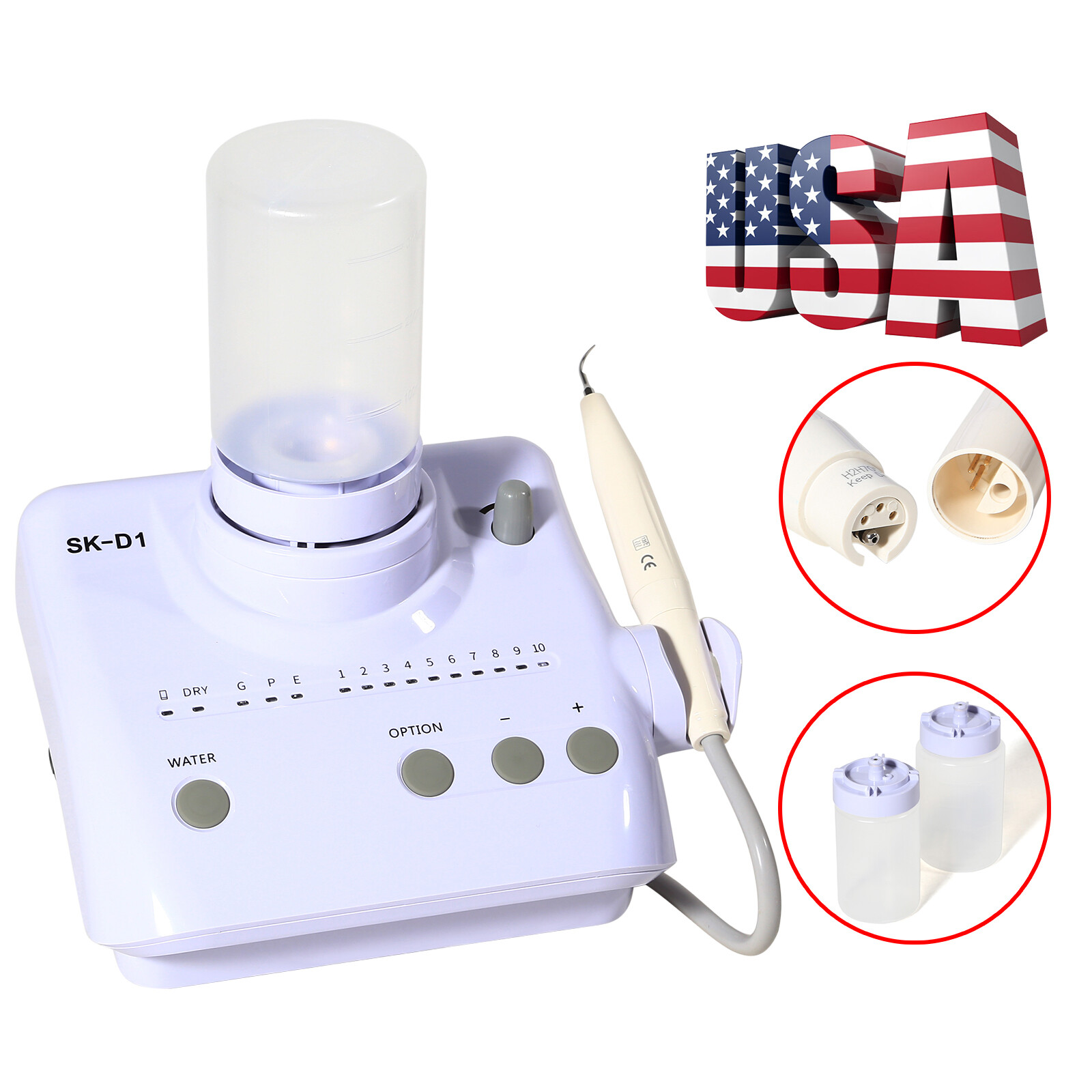 Portable Dental Ultrasonic Piezo Scaler+Handpiece 2Bottles Fit DTE SATELEC SK-D1