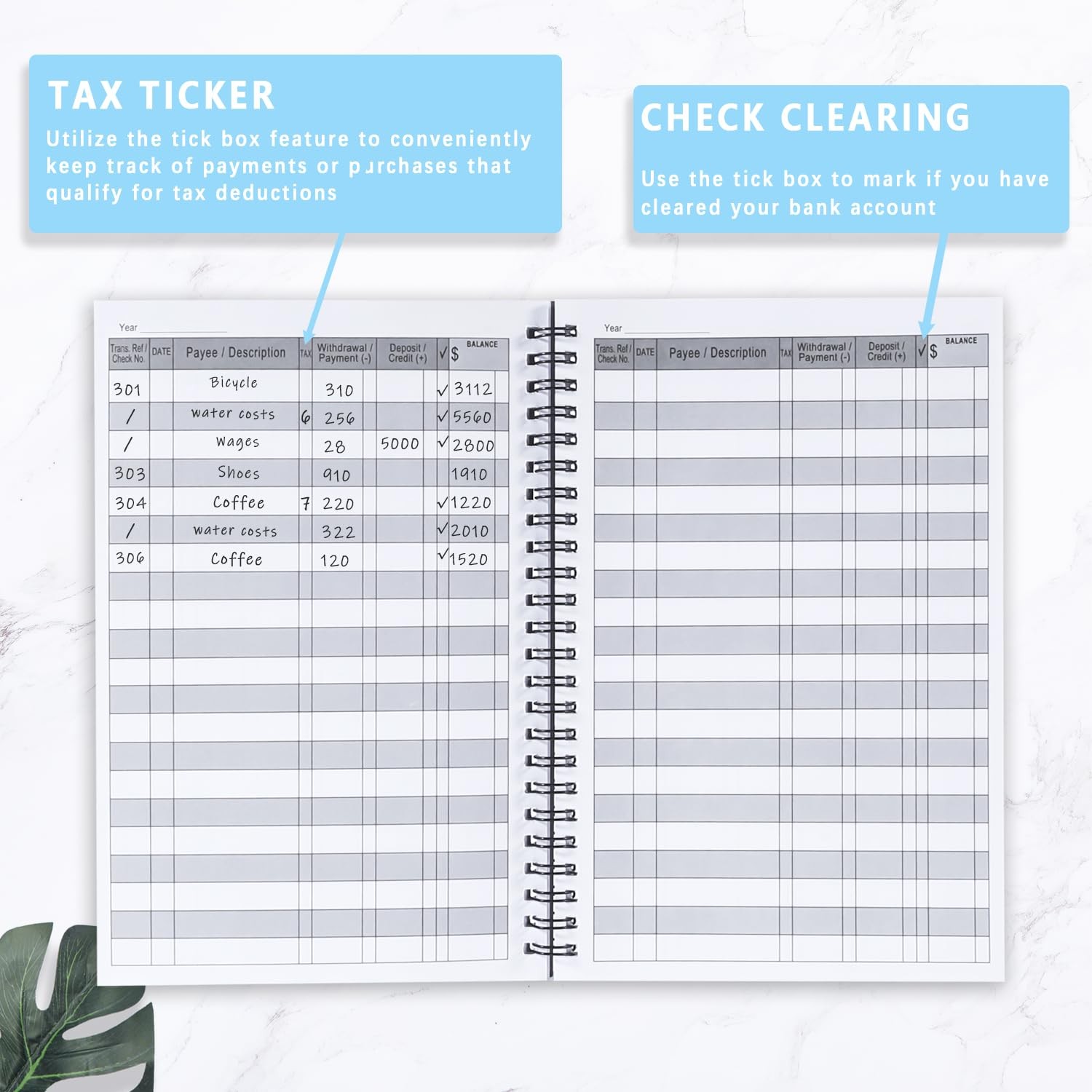 A6 Big Checkbook Register, Check Registers for Personal, Check Book Register