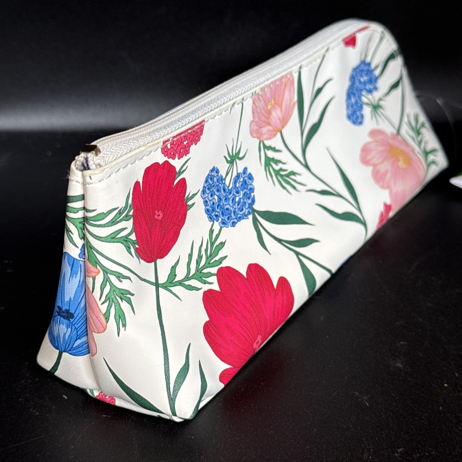 Kate Spade Pencil Pouch Cosmetic Case Travel Bag Faux Leather w Accessories