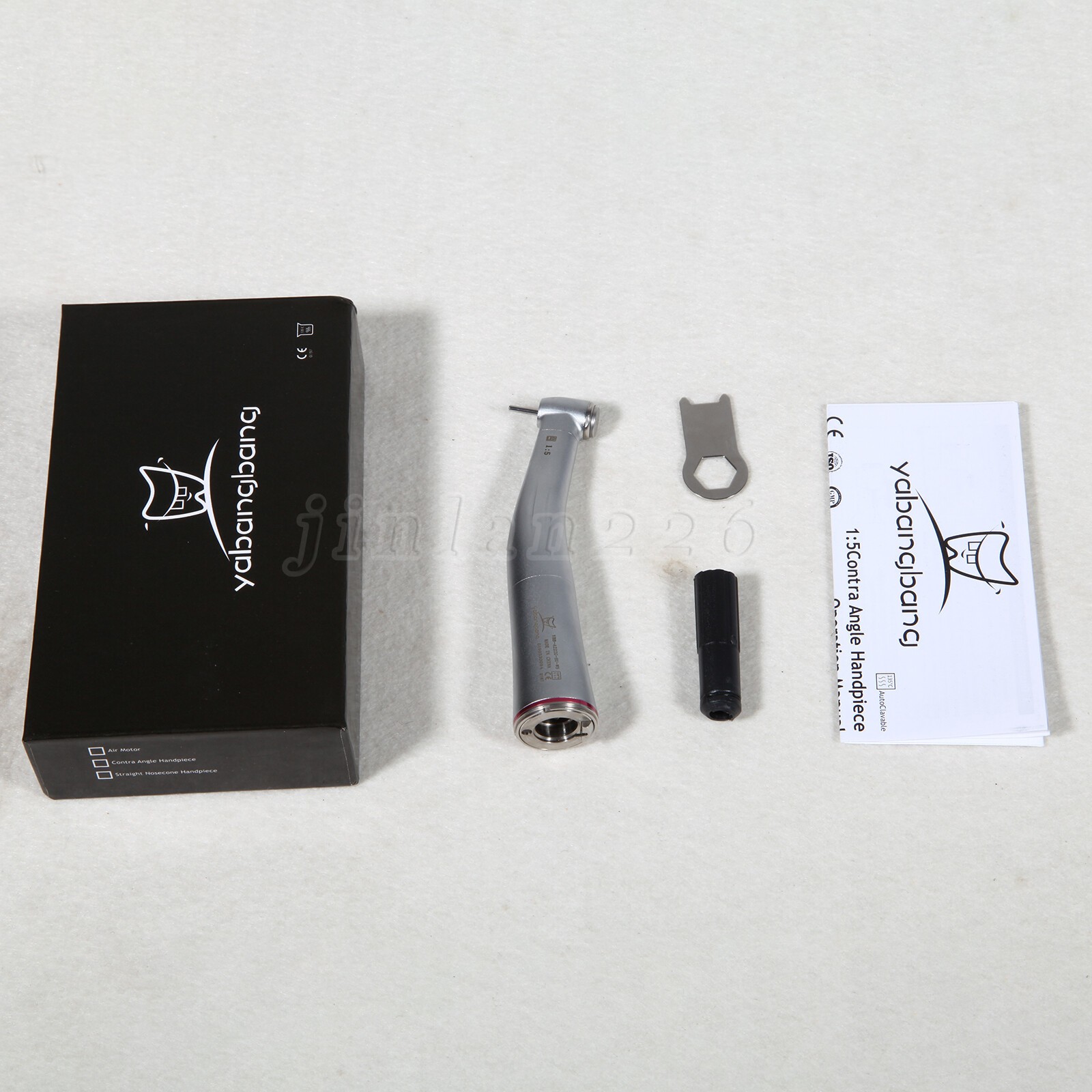 NSK Ti-MAX X95L Style Dental 1:5 LED Fiber Optic Contra Angle Handpiece Red Ring