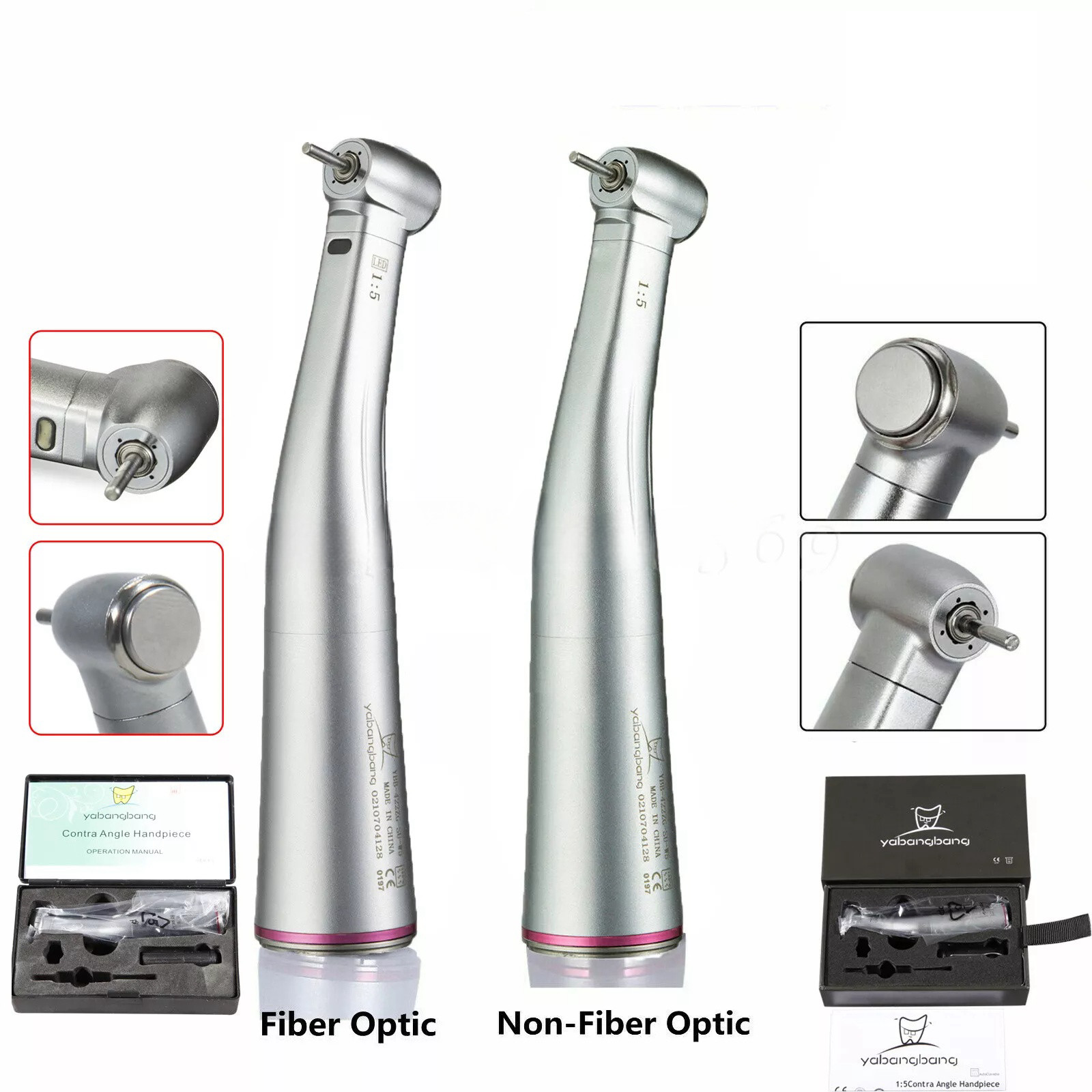 Dental 1:5 Increasing Handpiece Contra Angle LED /No LED fit NSK Electric Motor