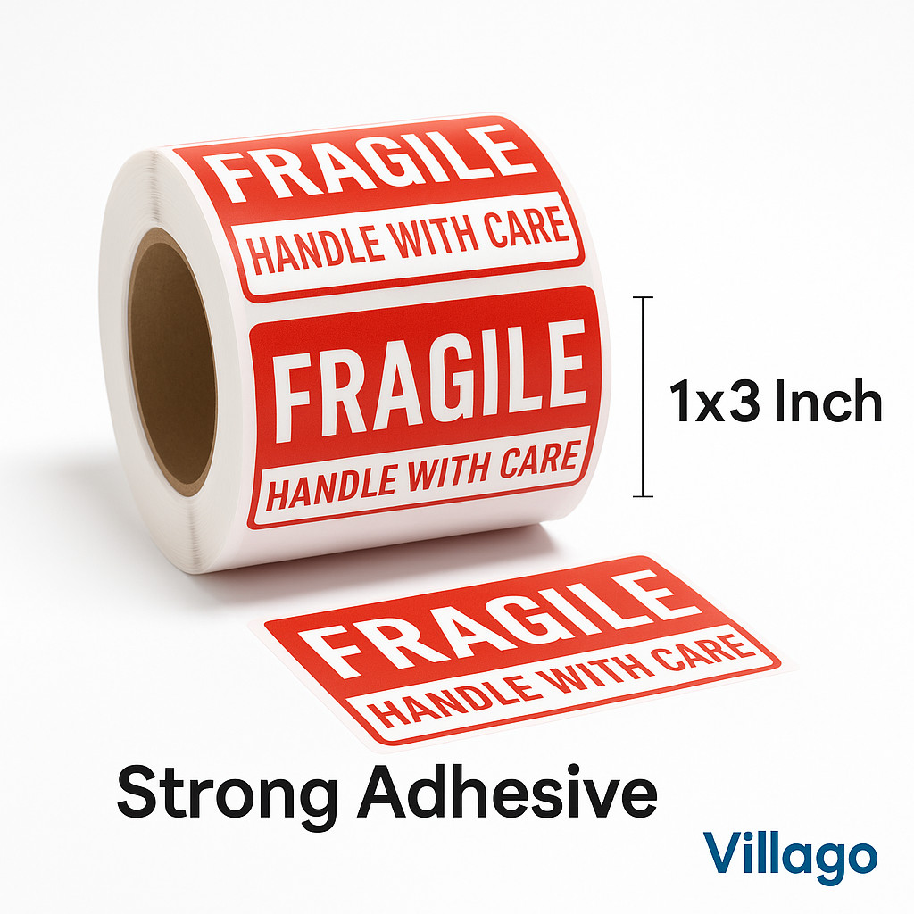 FRAGILE Stickers 1×3 Inch | Handle With Care Labels 1000 Pack | Strong Adhesive