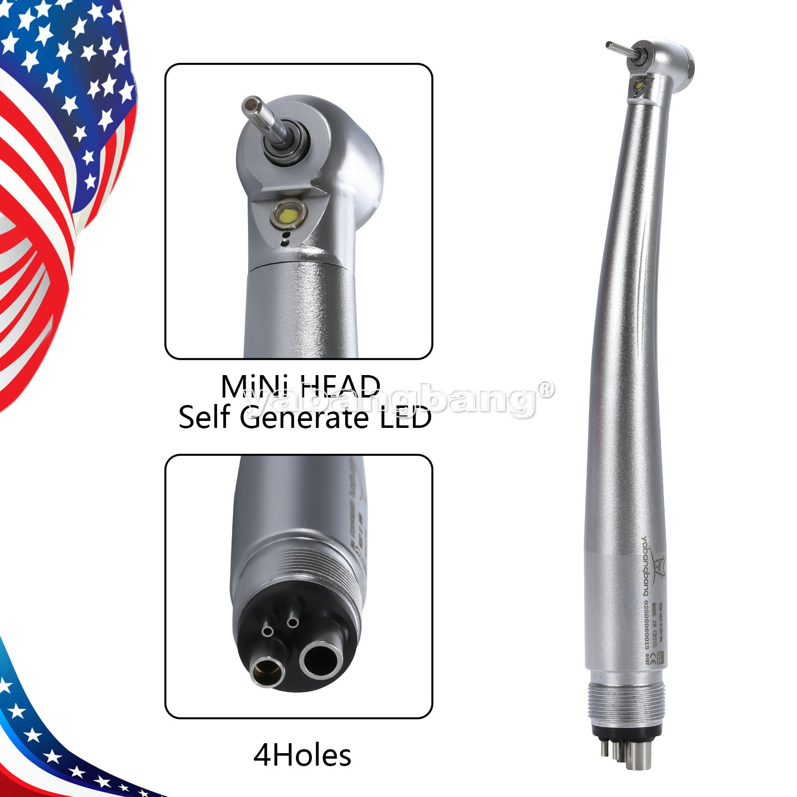 Mini Small Head Dental Fiber Optic LED E-generator High Speed Handpiece 4 HOLE